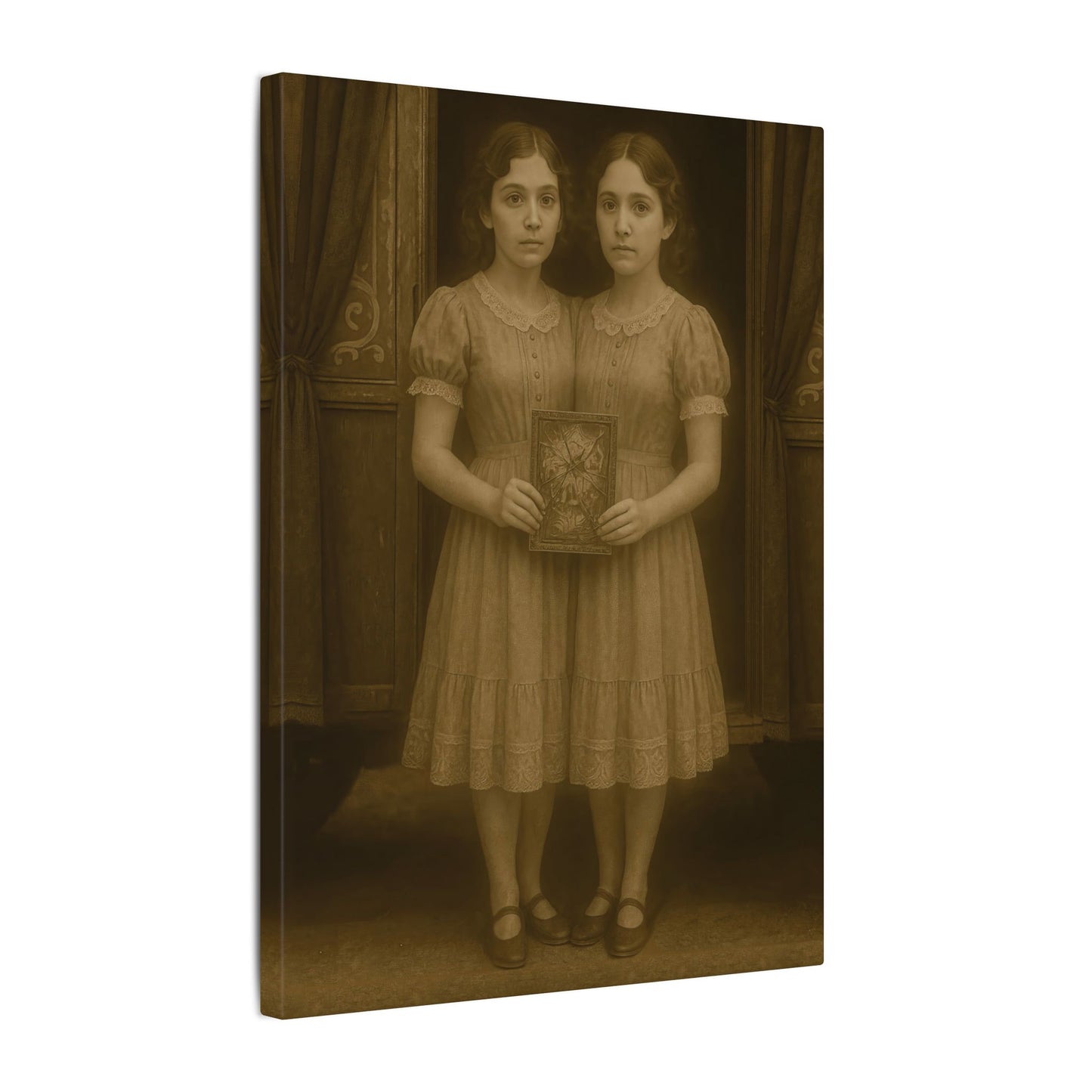 Conjoined Twins – Matte Canvas Print (Gallery-Wrapped) 0.75" – Vintage Circus-Inspired Canvas Wall Art