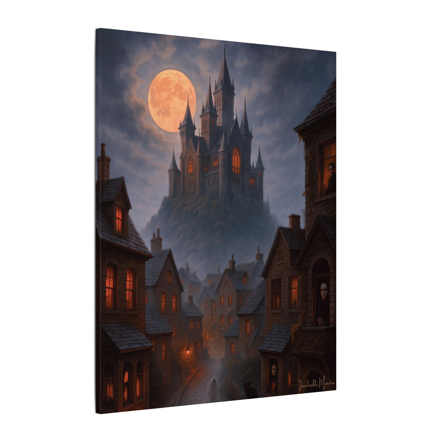 Haunted Hilltop Castle Canvas Print – Gothic Halloween Wall Art for Spooky Season Decor