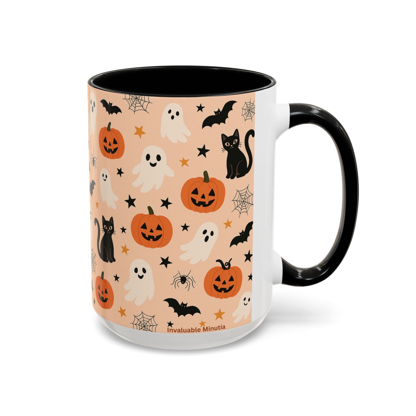 Halloween Color Accent Mug β Ghosts, Pumpkins & Black Cats, Fall Coffee Cup (11oz & 15oz) β Boutique Spooky Season Drinkware