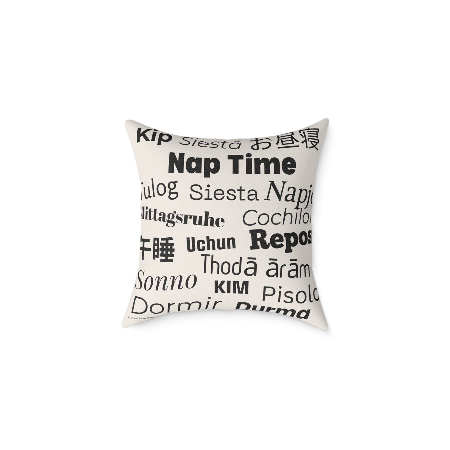 Nap Time (Multilingual) Poly Canvas Throw Pillow â Universal Language: Rest. | Premium Neutral Decorative Cushion