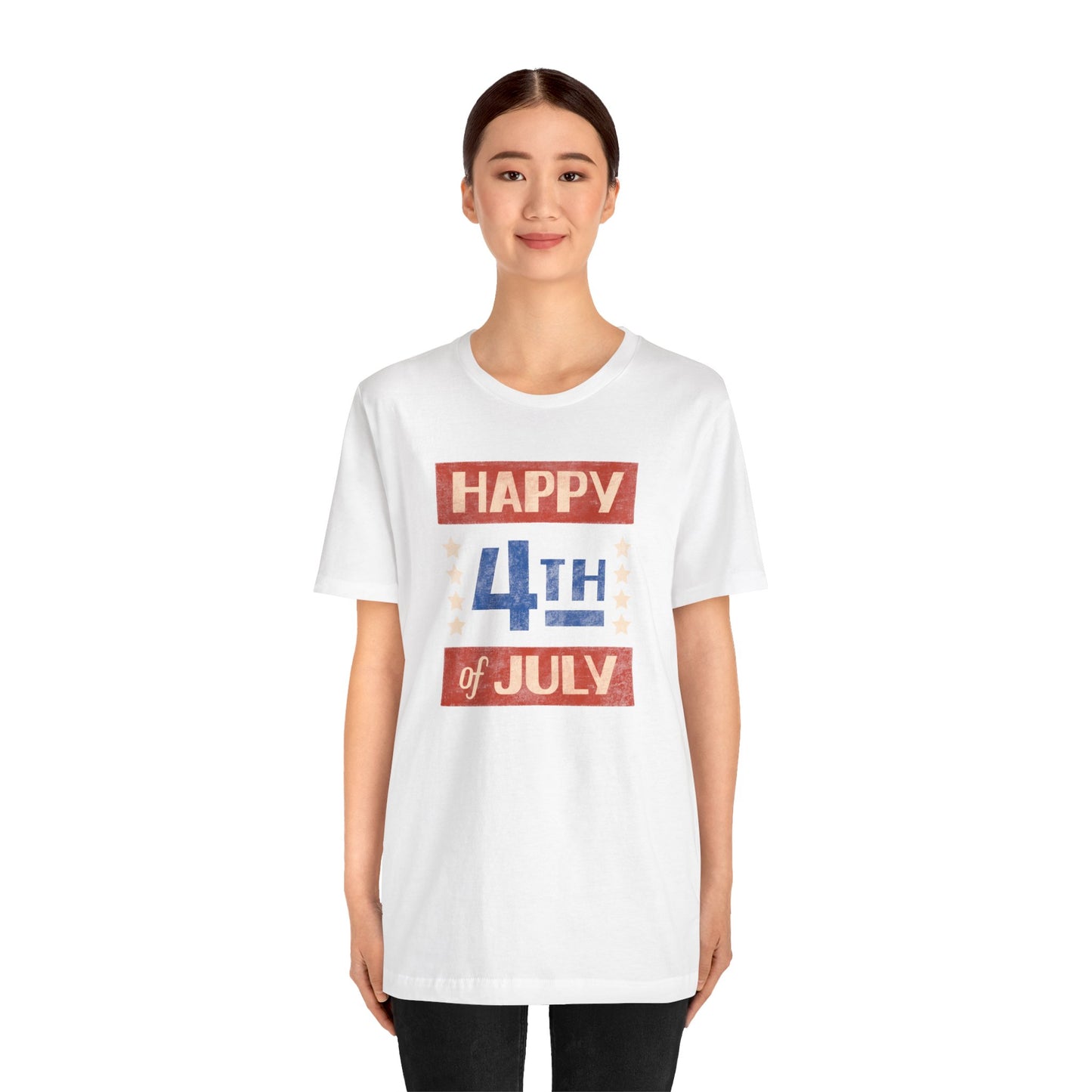 Happy 4th / Land of the Free Tee – Dual-Sided Print – Unisex Bella + Canvas Jersey T-Shirt