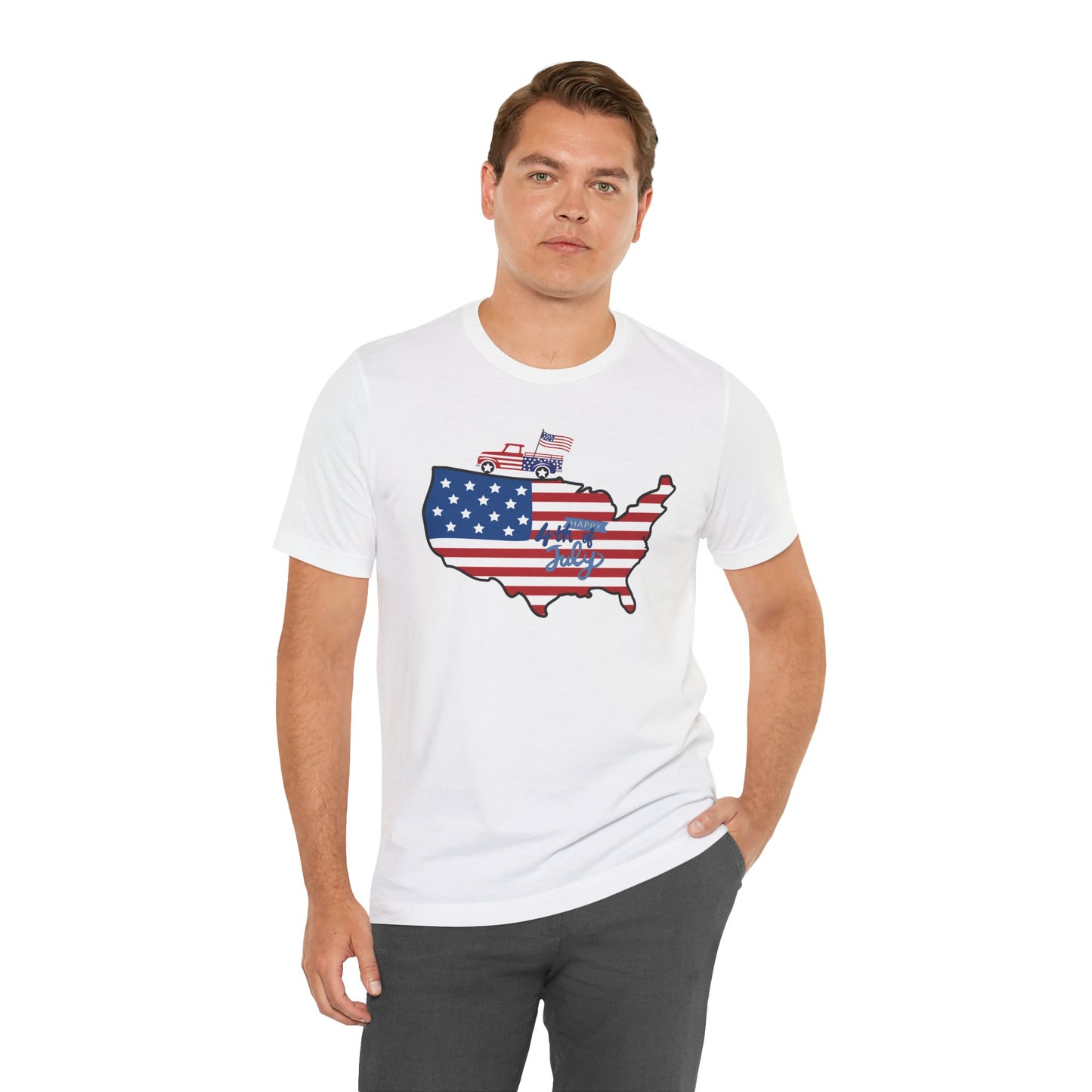 All-American USA Map & Truck Tee β Unisex Bella+Canvas Jersey Tee - 4th of July T-Shirt