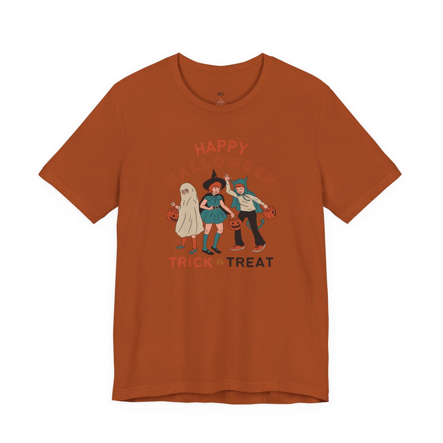 Happy Halloween Trick or Treat Vintage Vibe Tee โ Bella+Canvas 3001
