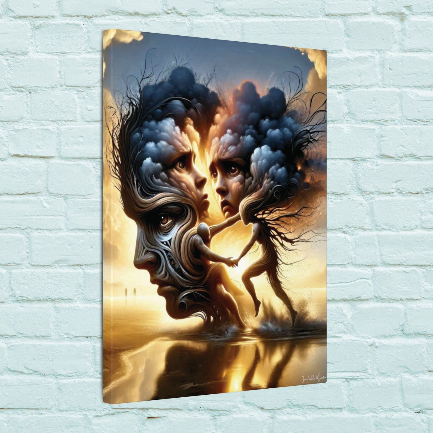 The Insatiable Lovers – Surreal Fantasy Canvas Wall Art | Premium Stretched Print