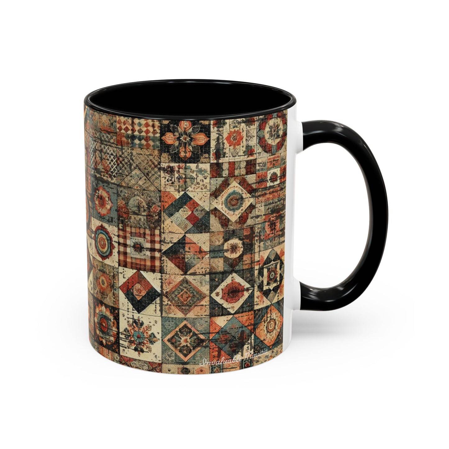 Boho Patchwork Quilt Mug | Vintage Accent Coffee Mug (11oz/15oz)