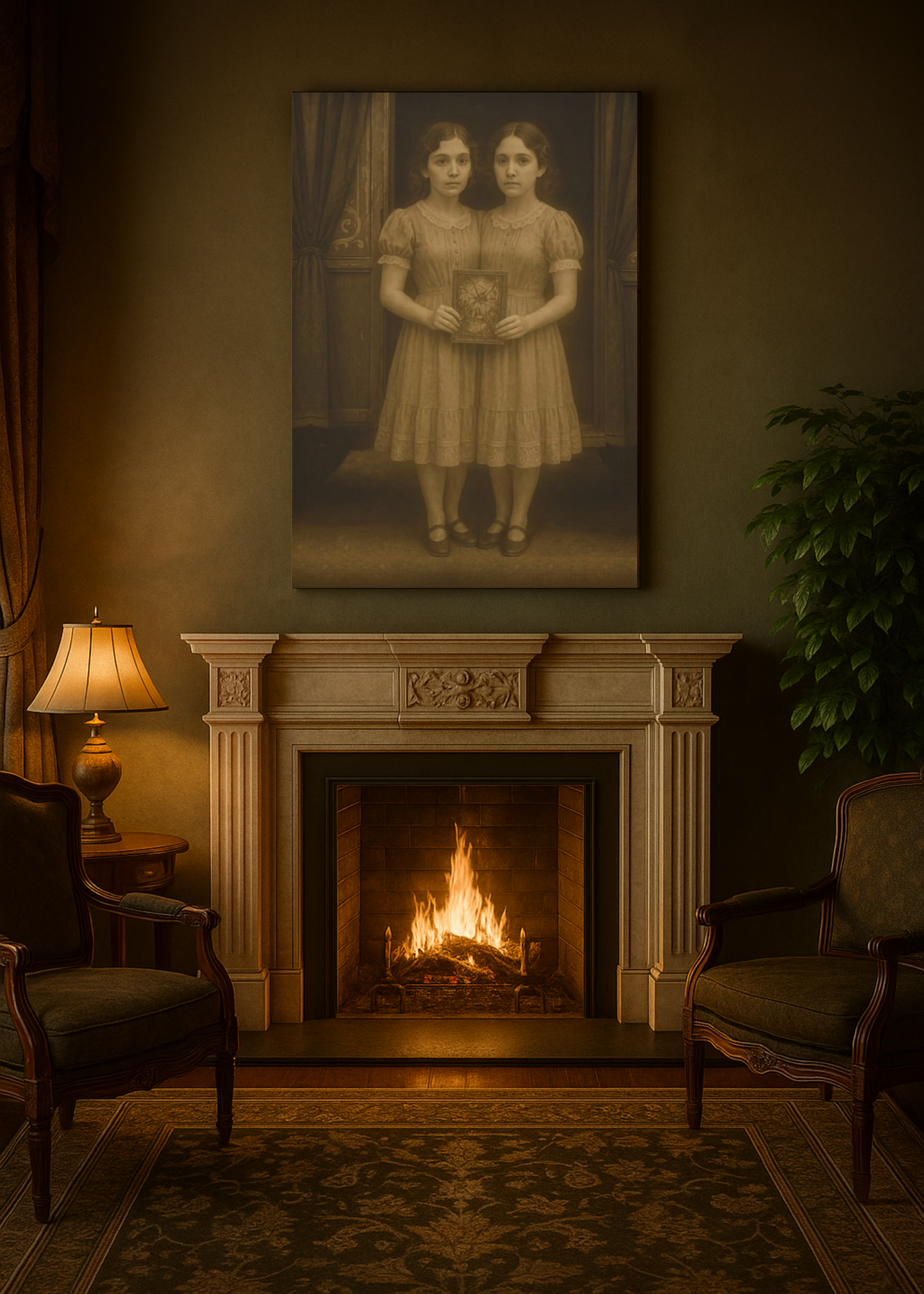 Conjoined Twins – Matte Canvas Print (Gallery-Wrapped) 0.75" – Vintage Circus-Inspired Canvas Wall Art