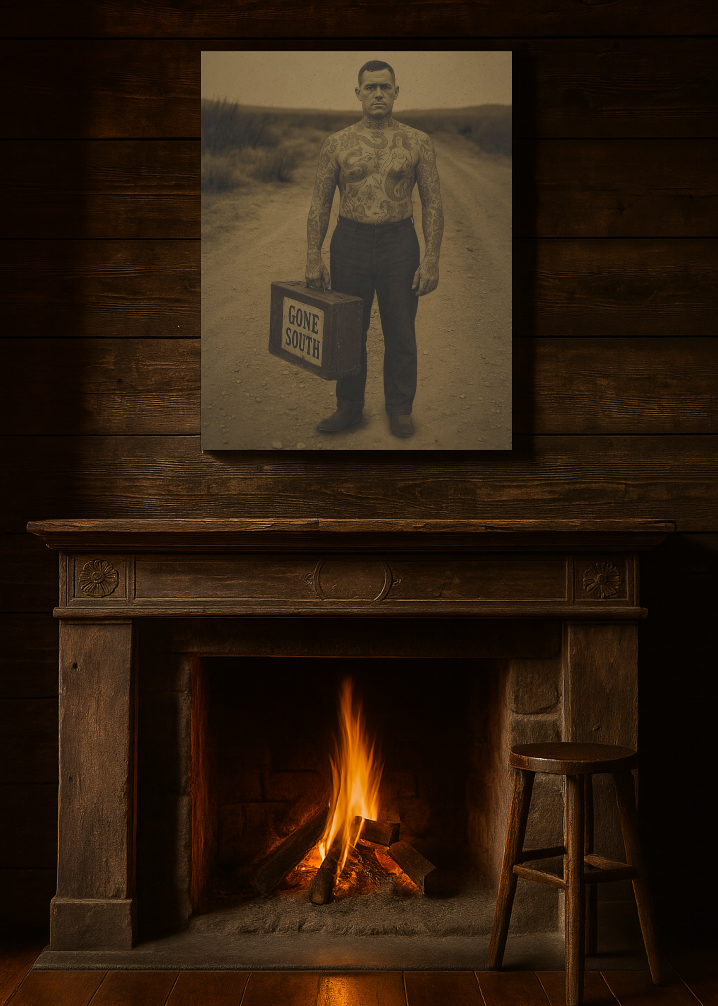 The Tattooed Man – Matte Canvas Print (Gallery-Wrapped) 0.75" – Vintage Circus-Inspired Canvas Wall Art