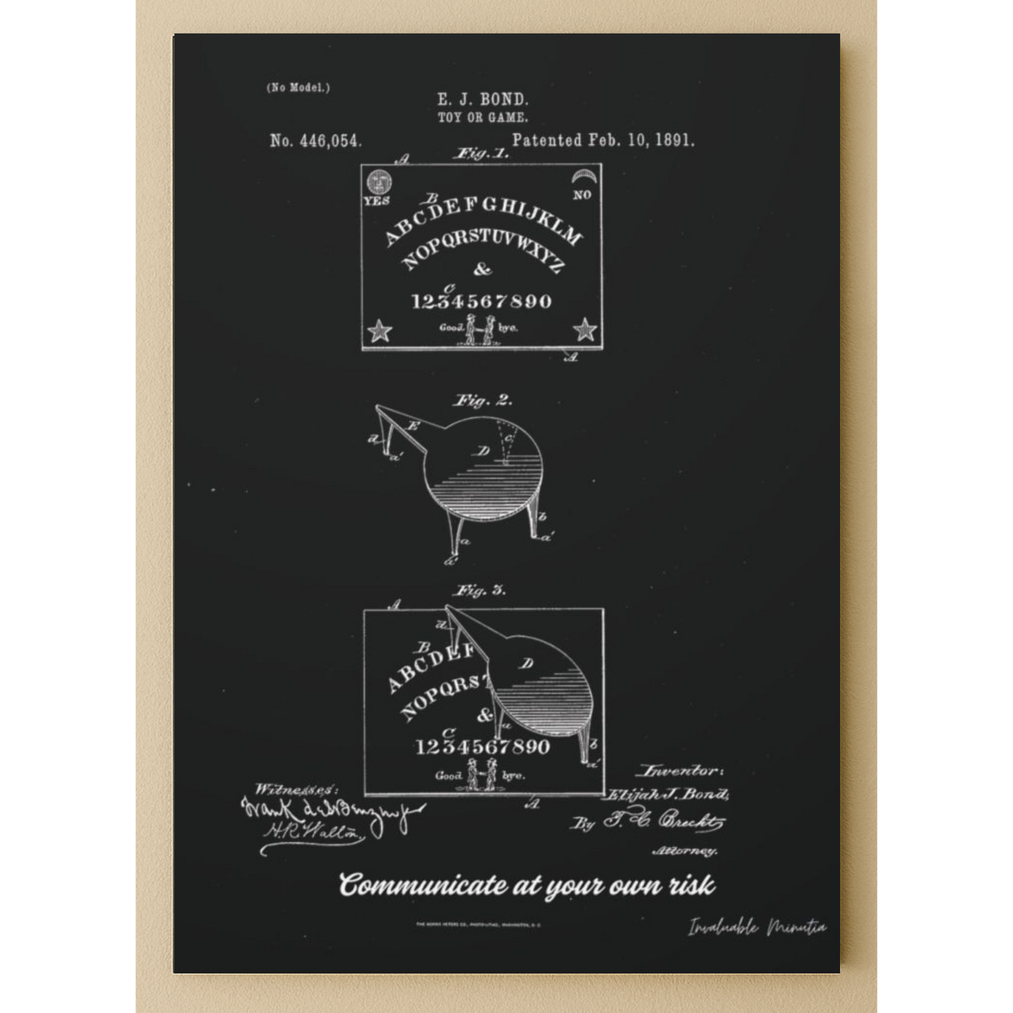 Ouija Board Patent Print (1891) – Gothic Spirit Board Canvas Wall Art