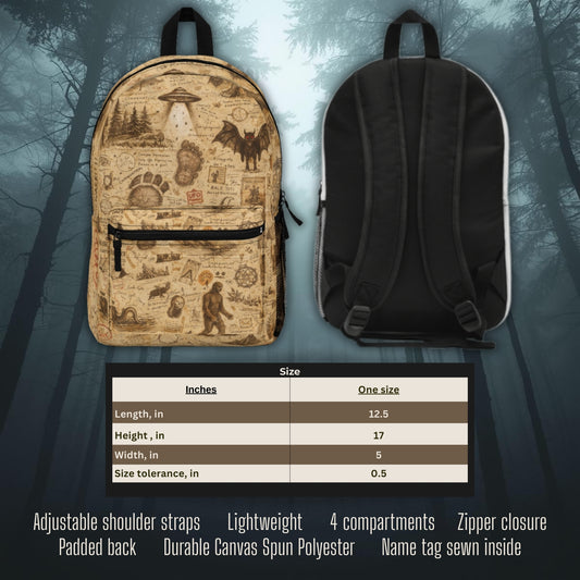 Bigfoot & Cryptid Map All Over Print Backpack