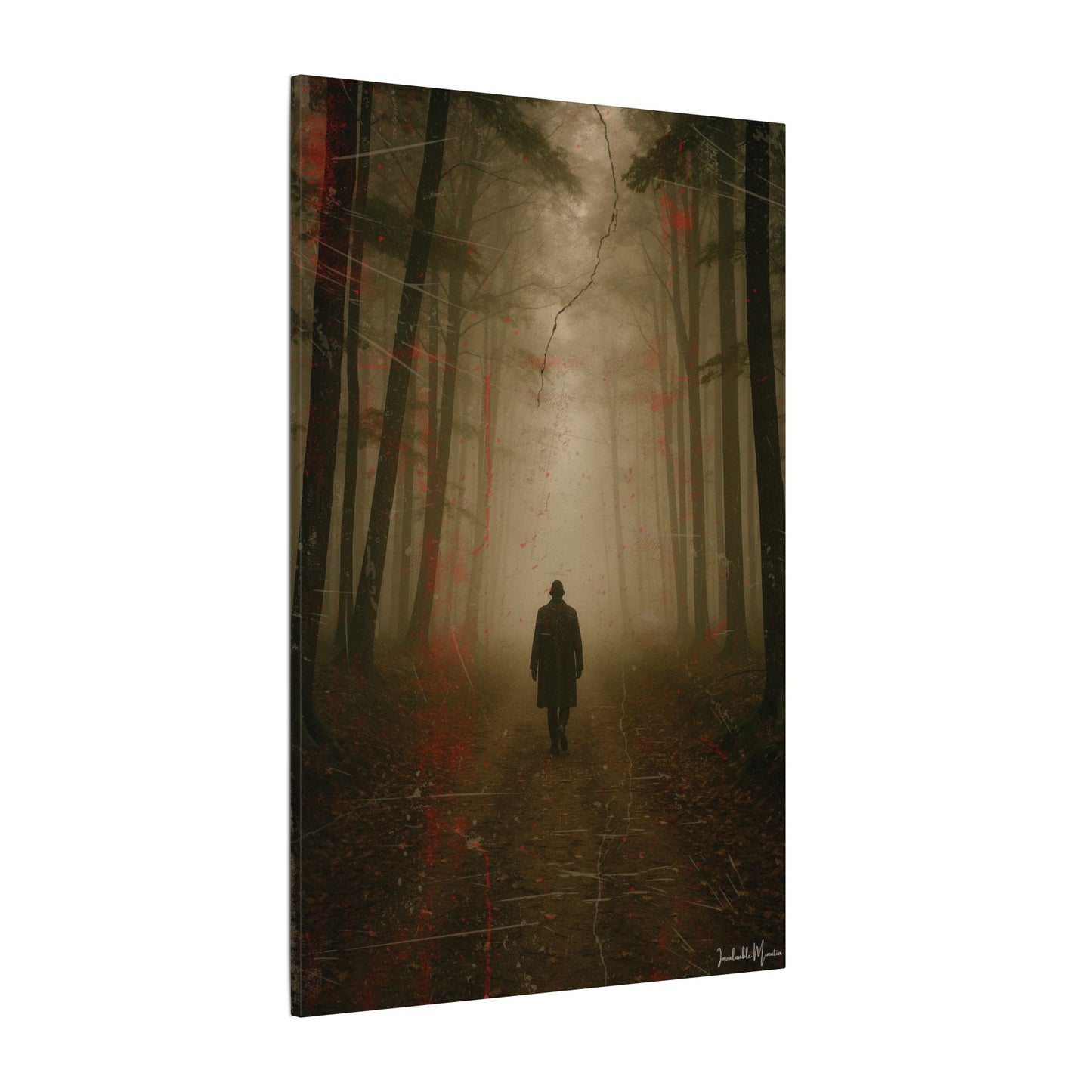 Vertical Foggy Forest Canvas Print – 'The Wanderer' | Moody Wall Art, Atmospheric Decor, Gothic Forestcore Vibes