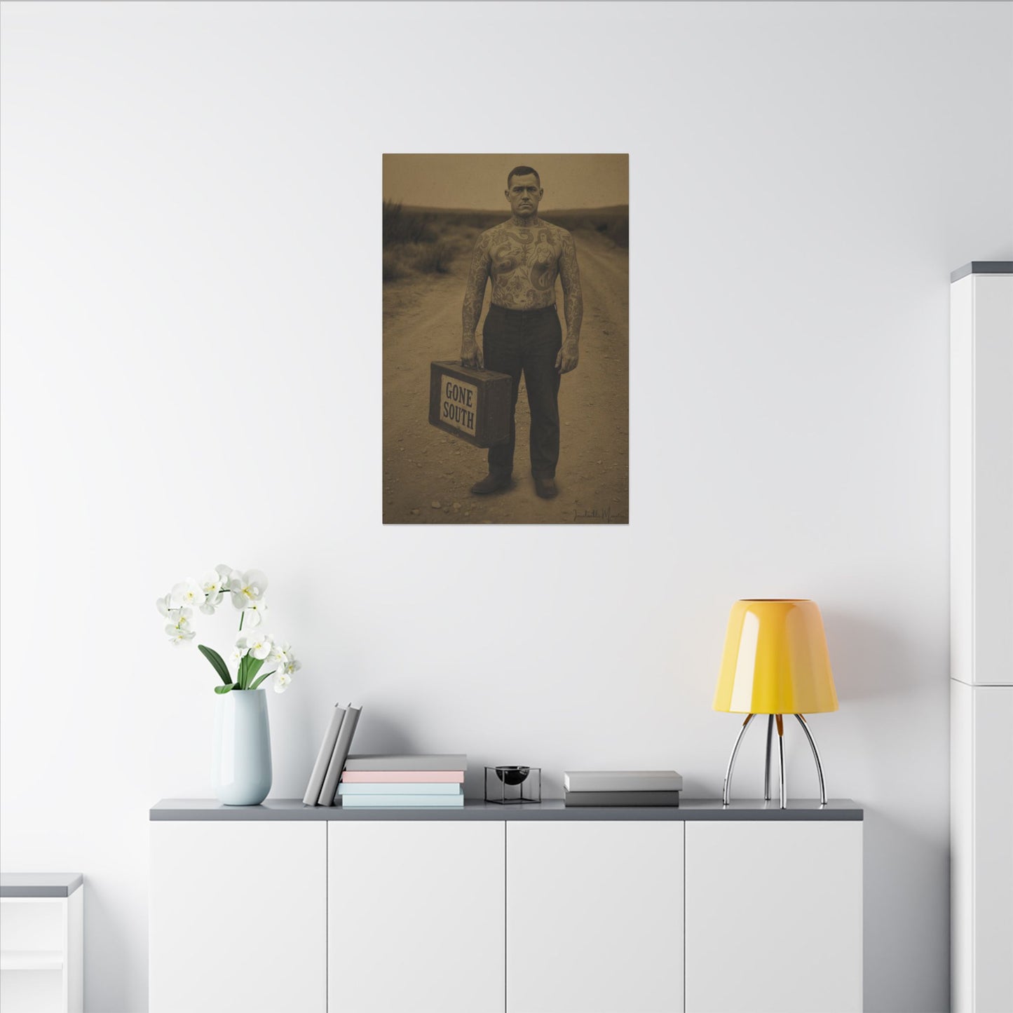 The Tattooed Man – Matte Canvas Print (Gallery-Wrapped) 0.75" – Vintage Circus-Inspired Canvas Wall Art