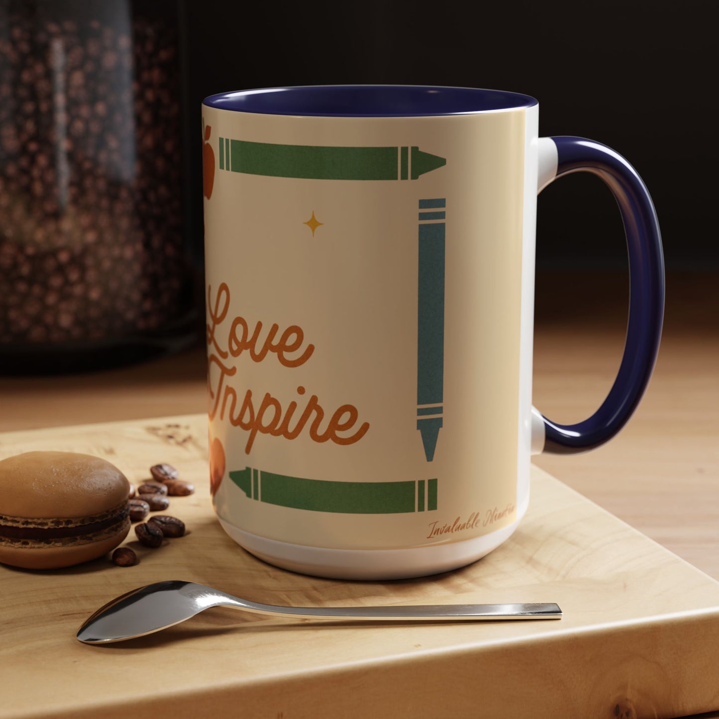 Teach Love Inspire Color Accent Mug (11oz/15oz) – Teacher Gift • Back to School • Durable Ceramic, Dishwasher & Microwave Safe