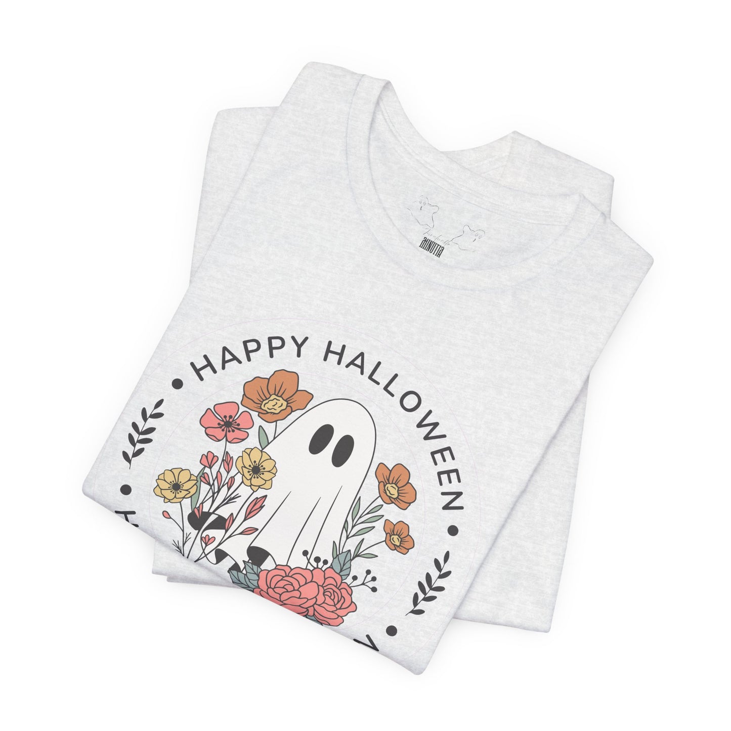 Happy Halloween Floral Ghost Tee – Bella+Canvas 3001