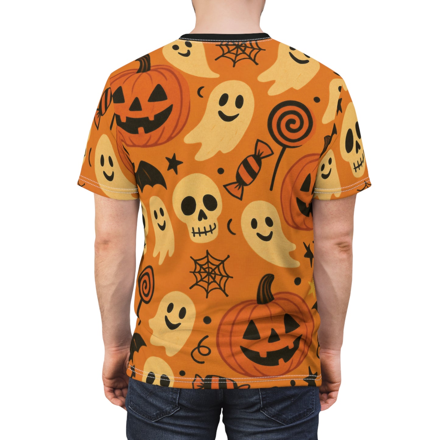Trick or Treat All-Over Print Tee – Vintage Halloween Ghosts & Pumpkins