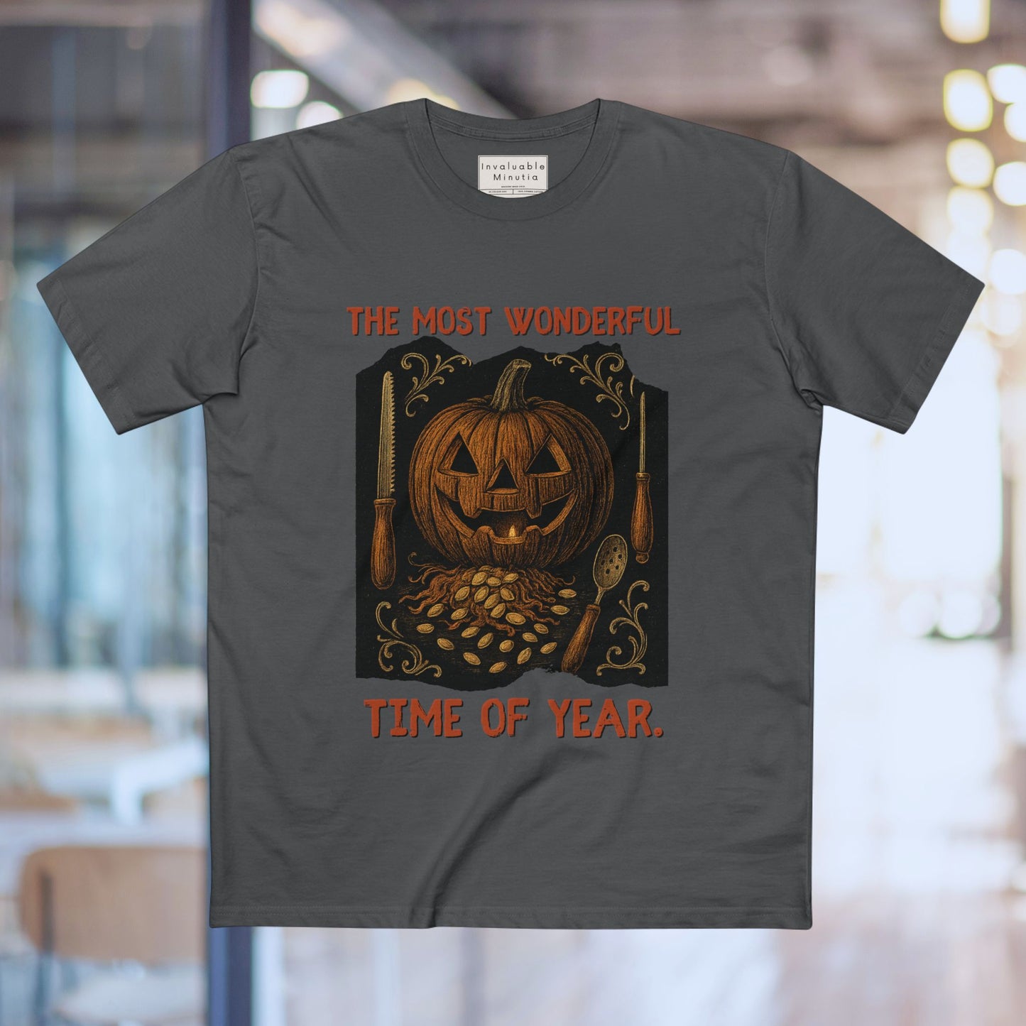 Halloween Jack-O’-Lantern Tee – “The Most Wonderful Time of Year” Vintage Pumpkin Carving Shirt | AS Colour 5001 Unisex