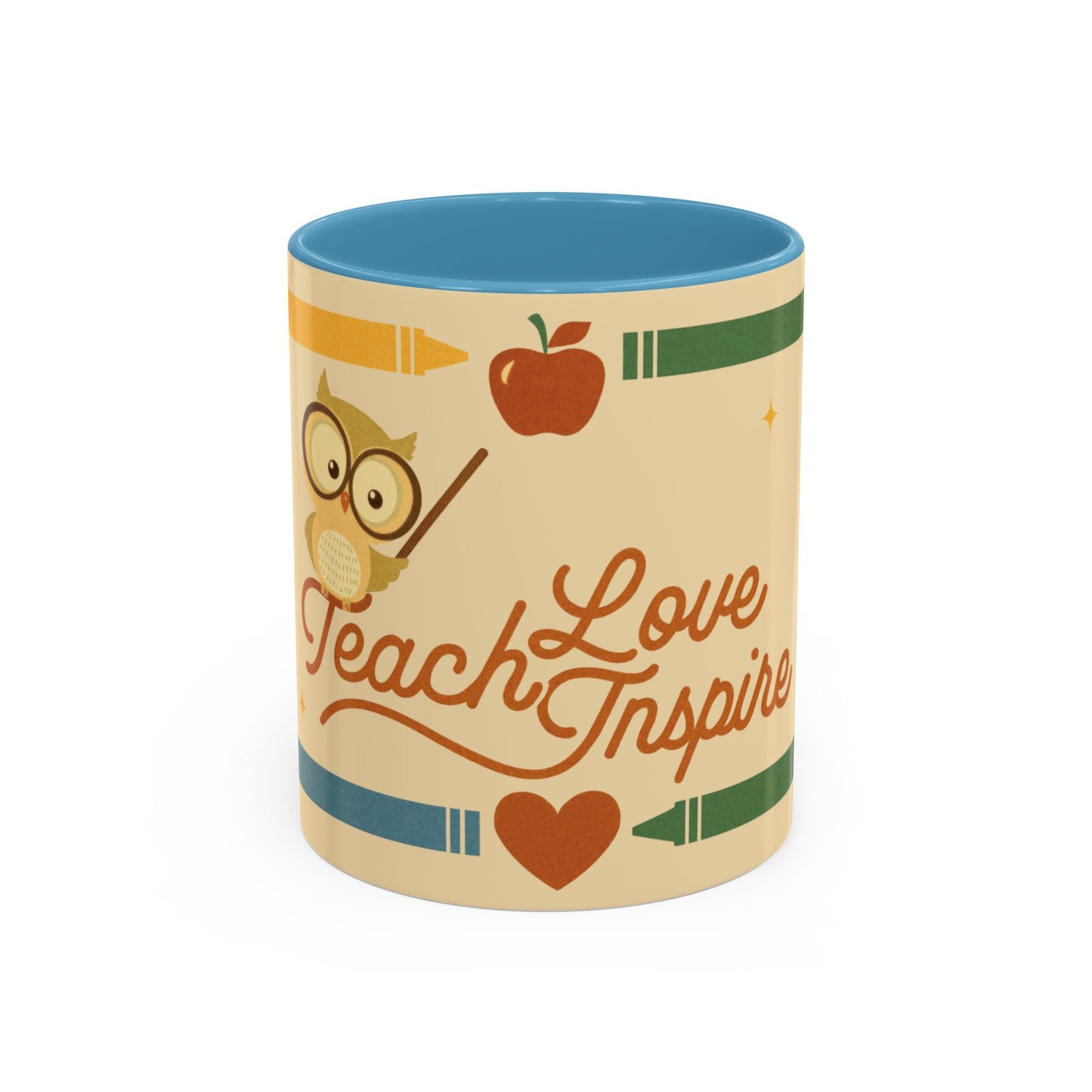 Teach Love Inspire Color Accent Mug (11oz/15oz) – Teacher Gift • Back to School • Durable Ceramic, Dishwasher & Microwave Safe