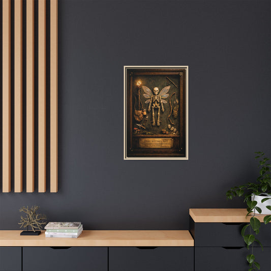 Fairy Specimen No. 2 Framed Canvas Print â Skeletal Fairy Wall Art, Dark Curiosity Cabinet Decor