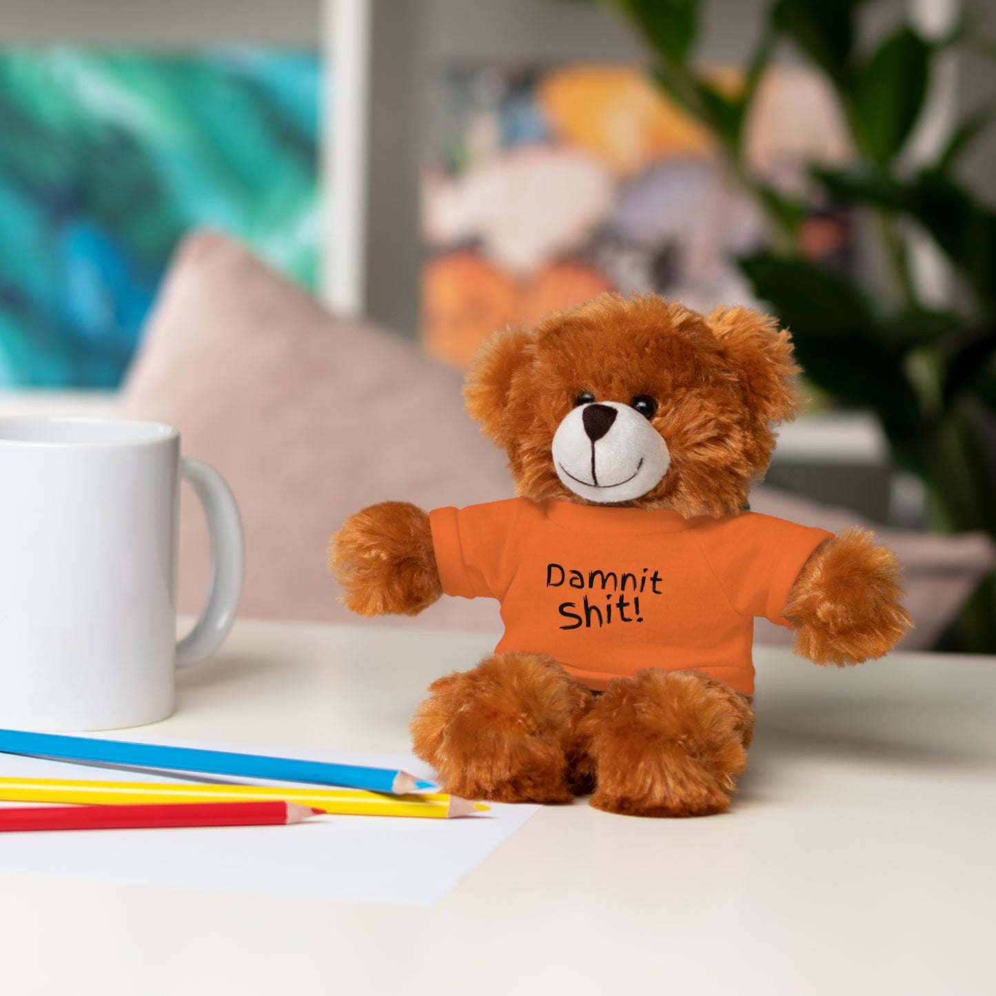 8" Funny Stuffed Animal Gift for Adults, Cute Plush Toy, Humor Bear, Sarcastic Gifts, Quirky Decor, Comfort Toy with Quote