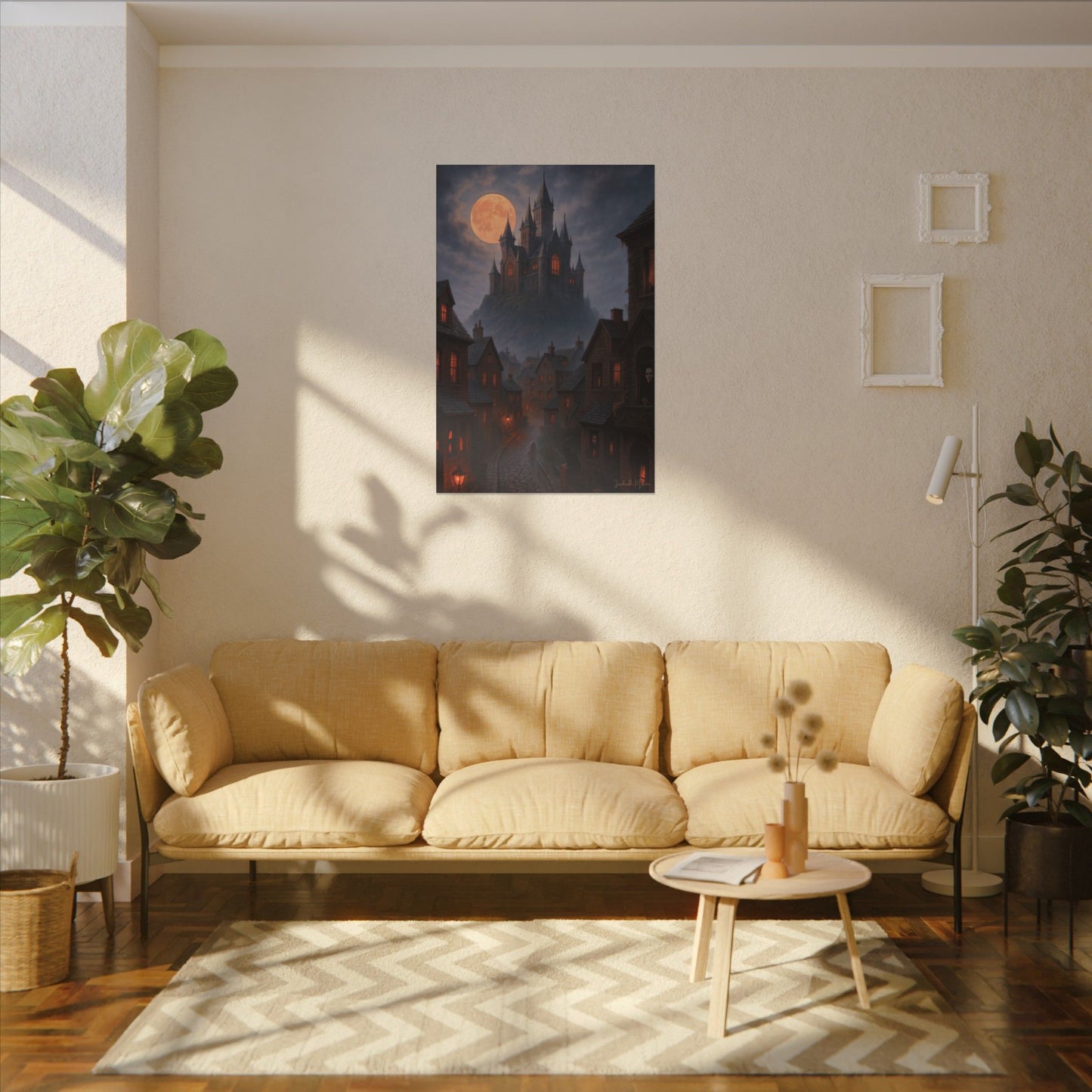 Haunted Hilltop Castle Canvas Print – Gothic Halloween Wall Art for Spooky Season Decor
