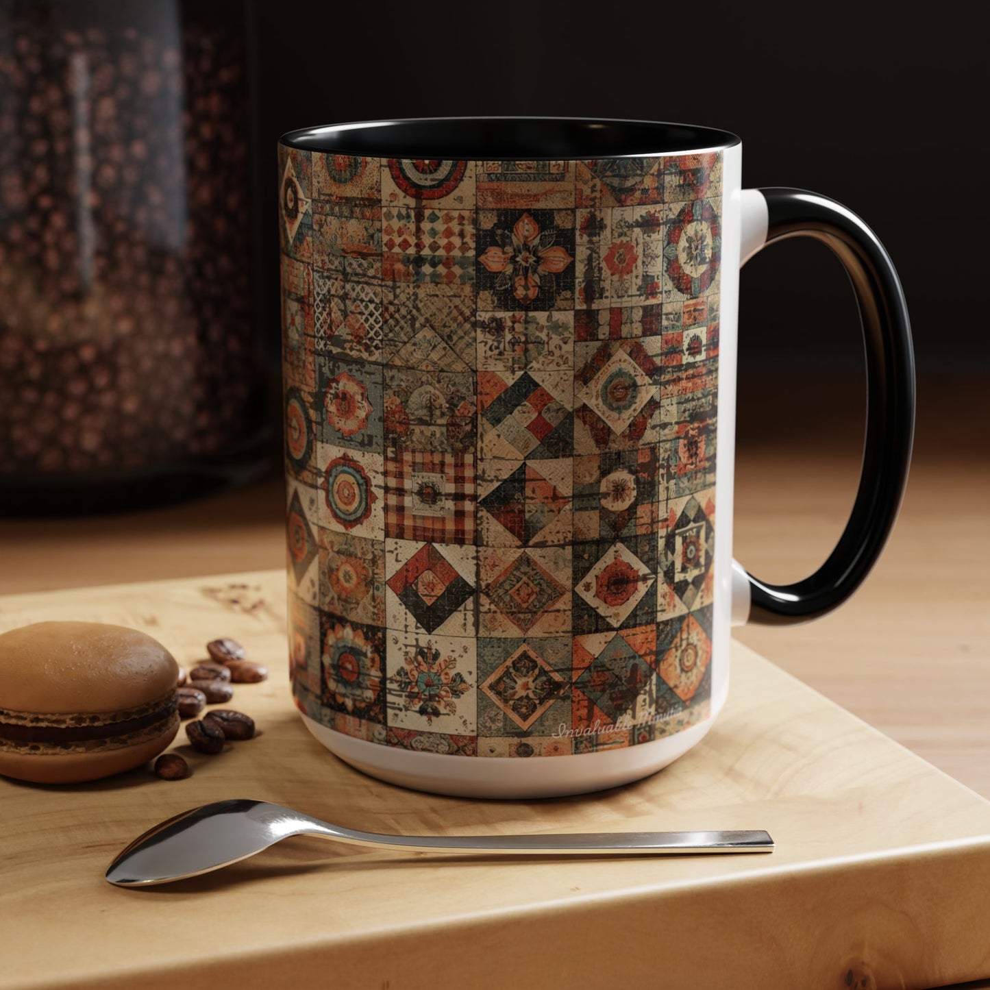 Boho Patchwork Quilt Mug | Vintage Accent Coffee Mug (11oz/15oz)