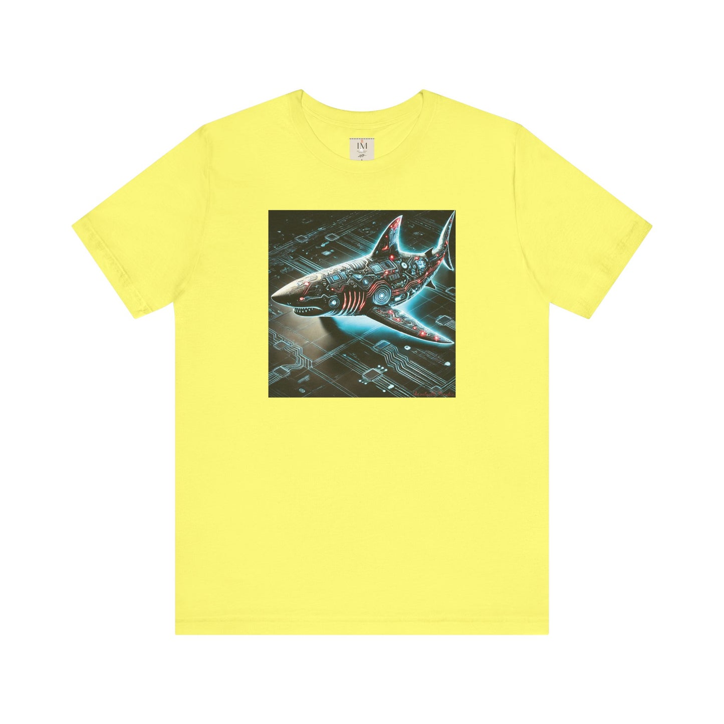 Cyber Shark Unisex Jersey Tee - Futuristic Ocean Design Tech T-Shirt