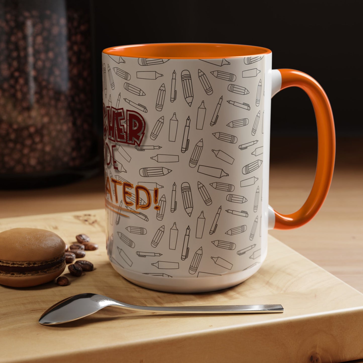 Funny Teacher Coffee Mug – Back to School Gift – “Teacher Mode Activated” – Color Accent 11oz 15oz – Classroom Decor – Durable Ceramic – Education Life