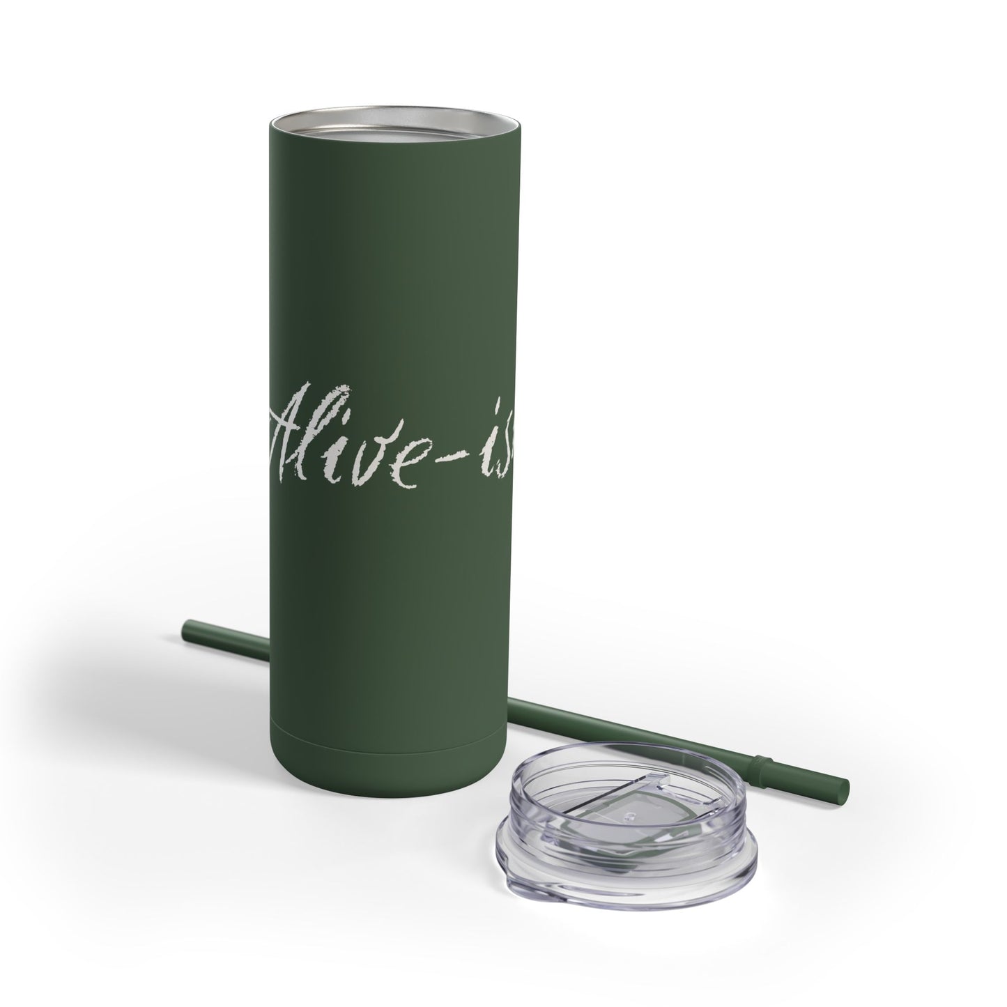 “Alive-ish” Matte Tumbler – 20oz Maars Skinny Tumbler with Straw | Chalk Script Hydration Statement