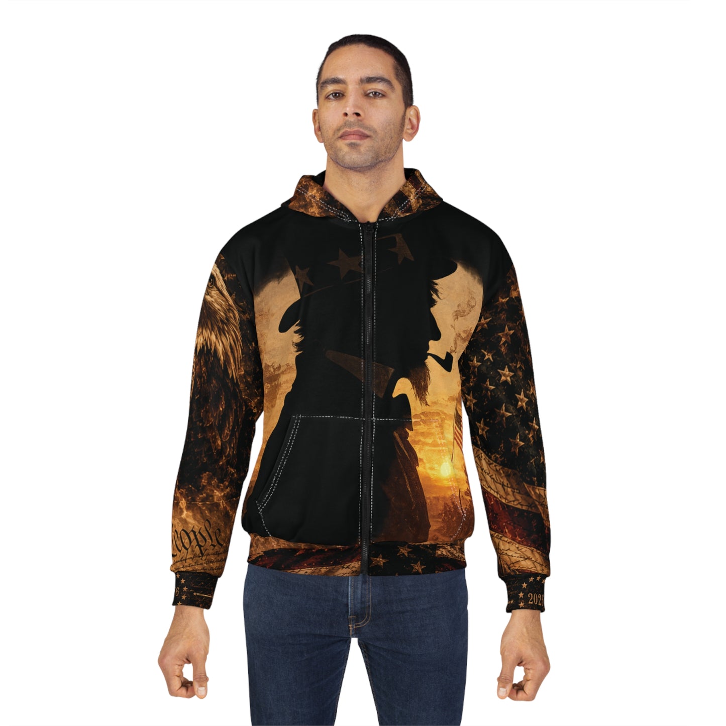 250th Anniversary 1776-2026 Patriotic Silhouette Zip Up Hoodie