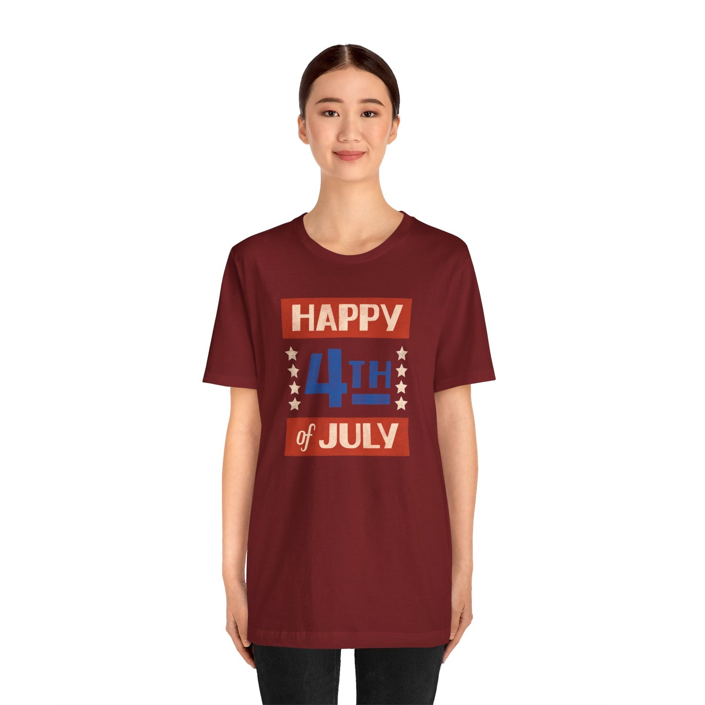 Happy 4th / Land of the Free Tee – Dual-Sided Print – Unisex Bella + Canvas Jersey T-Shirt