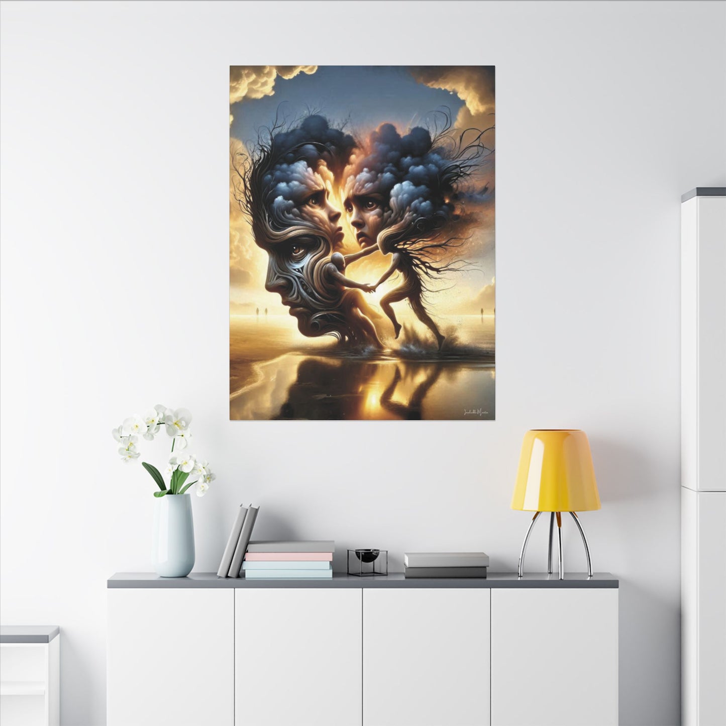 The Insatiable Lovers – Surreal Fantasy Canvas Wall Art | Premium Stretched Print