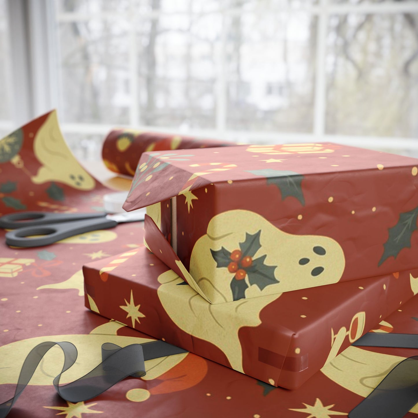 Vintage Holiday Ghosties - Luxury Holiday Wrapping Paper, Victorian Ghost Gift Wrap, 30" Roll (Matte/Gloss)