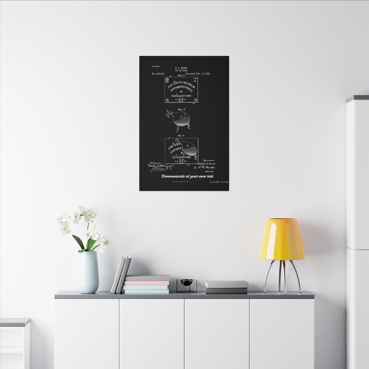 Ouija Board Patent Print (1891) – Gothic Spirit Board Canvas Wall Art