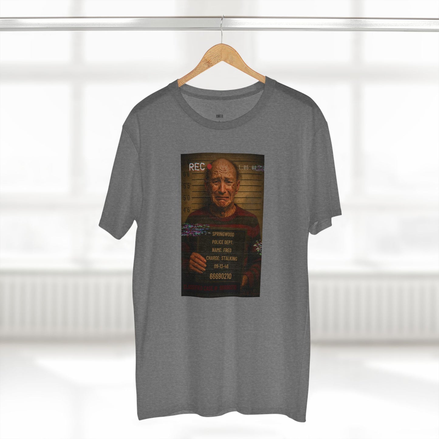 π₯ Freddy Mugshot Tee β Retro Slasher Horrorcore Premium T-Shirt (Unisex)