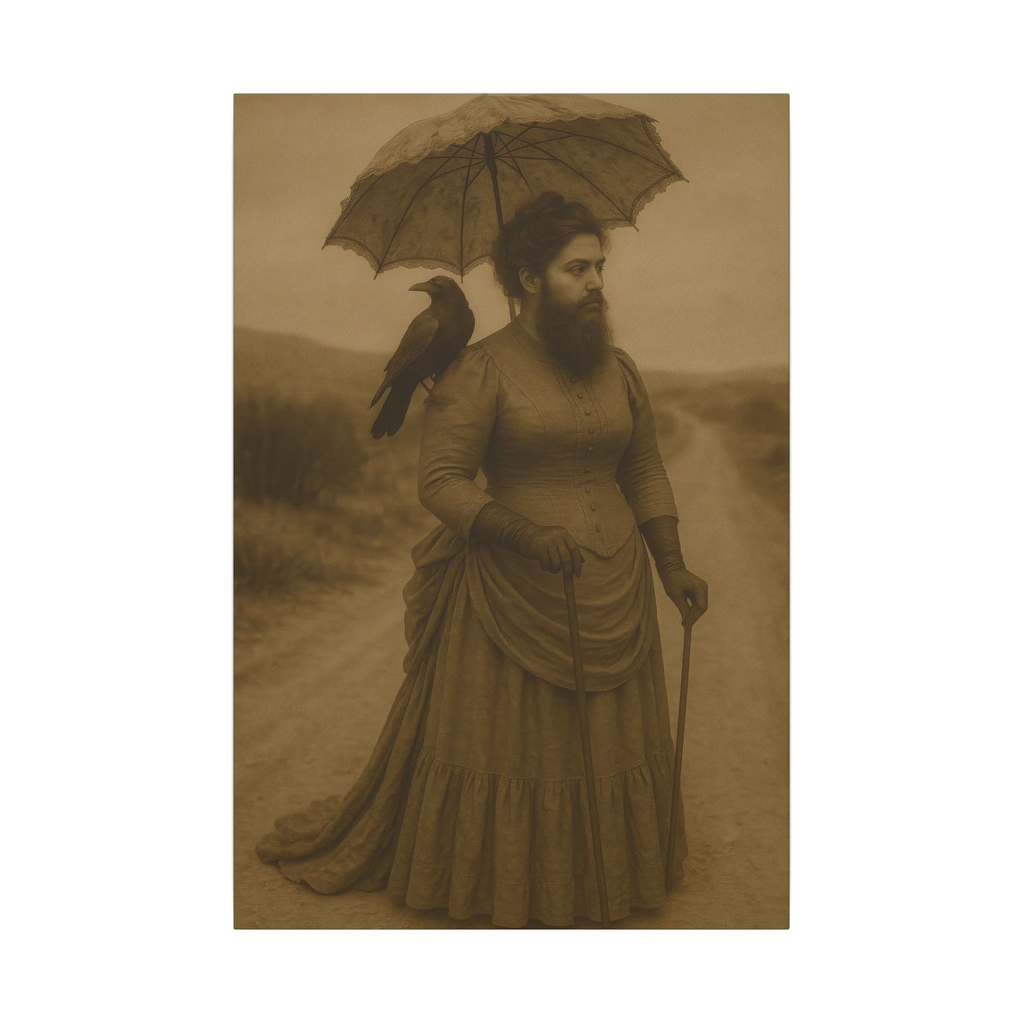 Bearded Lady with Crow β Matte Canvas Print (Gallery-Wrapped) 0.75"