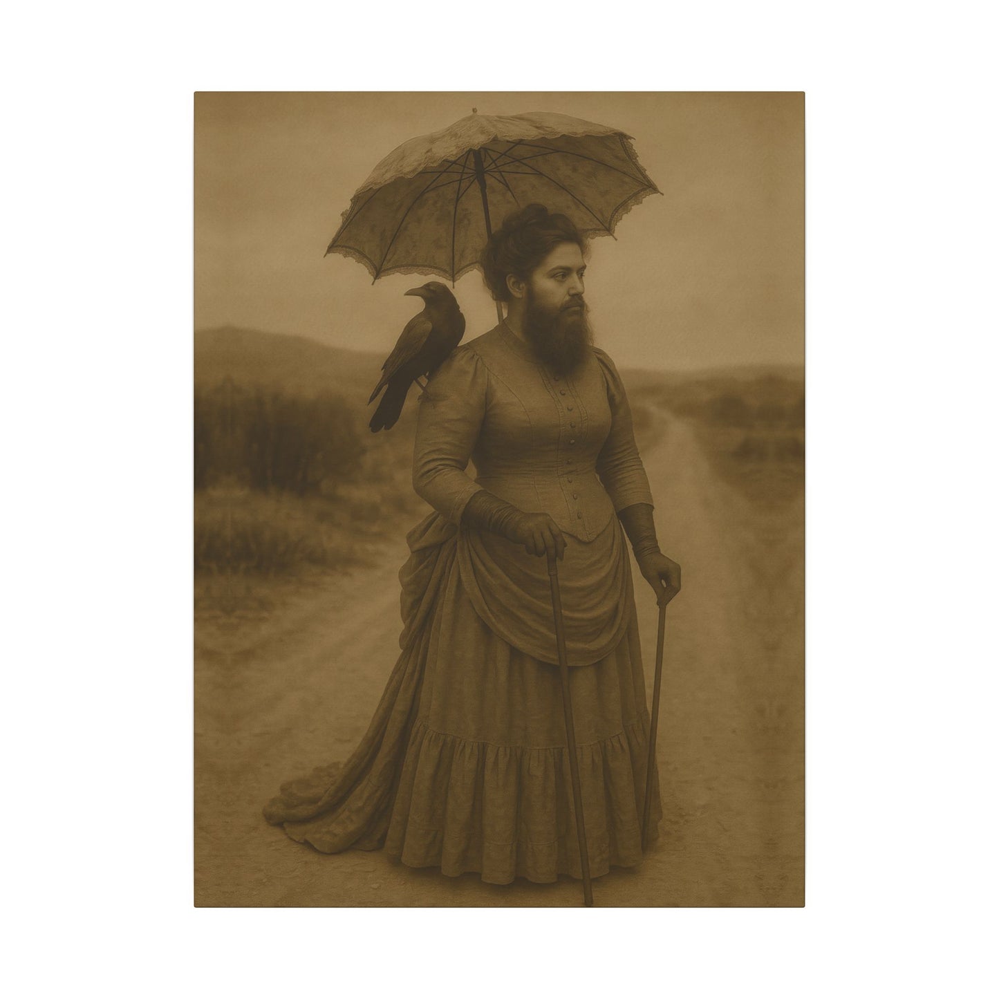 Bearded Lady with Crow β Matte Canvas Print (Gallery-Wrapped) 0.75"