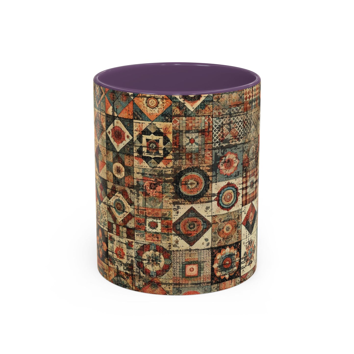 Boho Patchwork Quilt Mug | Vintage Accent Coffee Mug (11oz/15oz)
