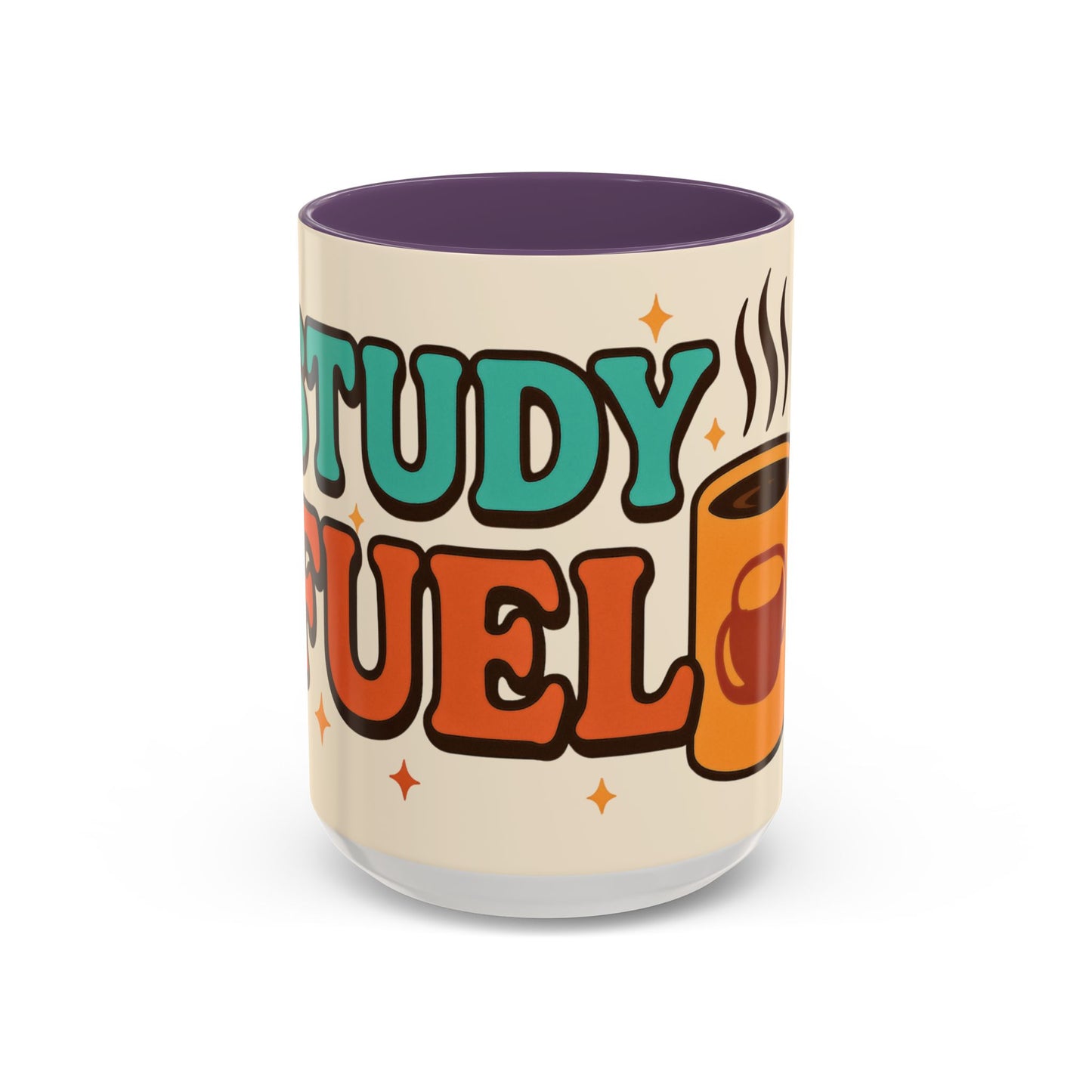 Study Fuel Color Accent Mug (11oz/15oz) – Retro Teacher/Student Coffee Cup • Back to School • Durable Ceramic