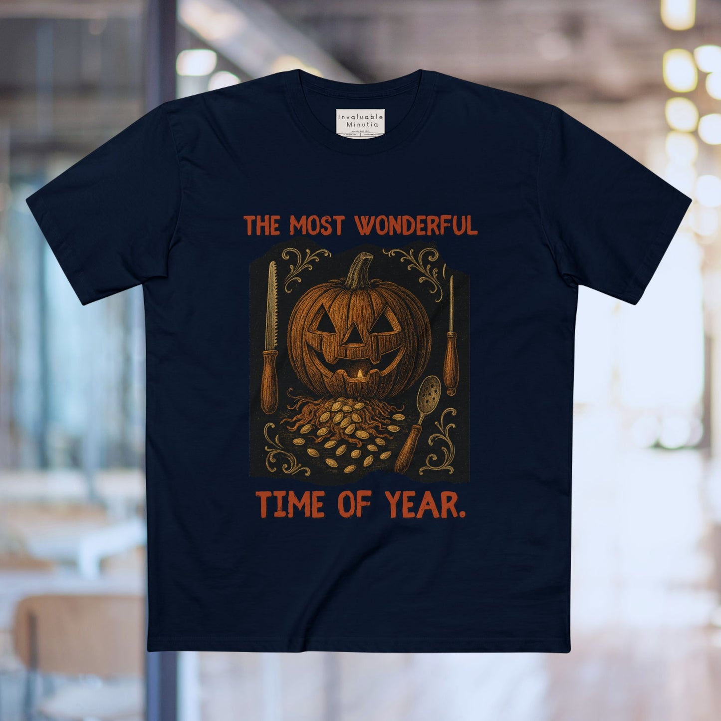 Halloween Jack-O’-Lantern Tee – “The Most Wonderful Time of Year” Vintage Pumpkin Carving Shirt | AS Colour 5001 Unisex