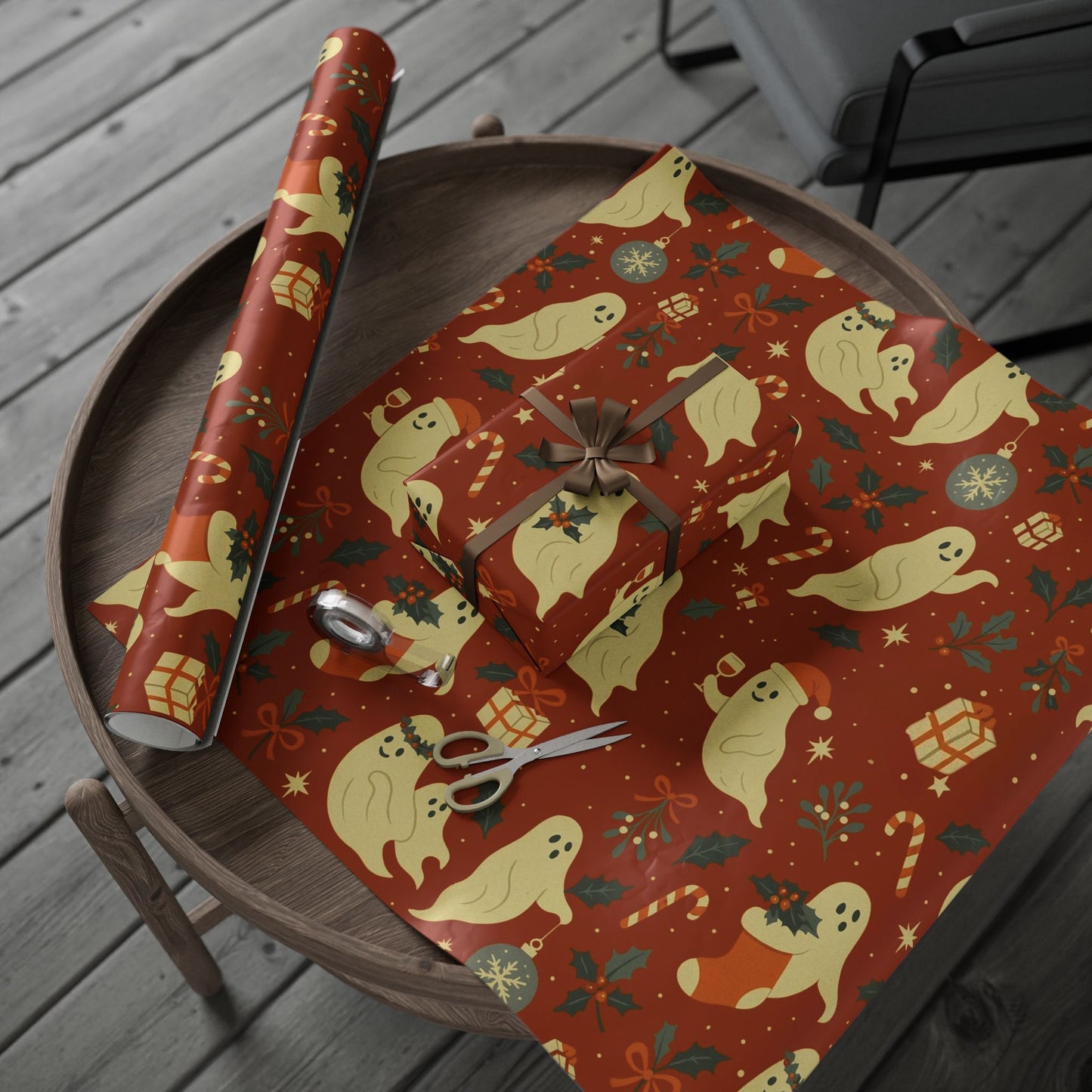 Vintage Holiday Ghosties - Luxury Holiday Wrapping Paper, Victorian Ghost Gift Wrap, 30" Roll (Matte/Gloss)
