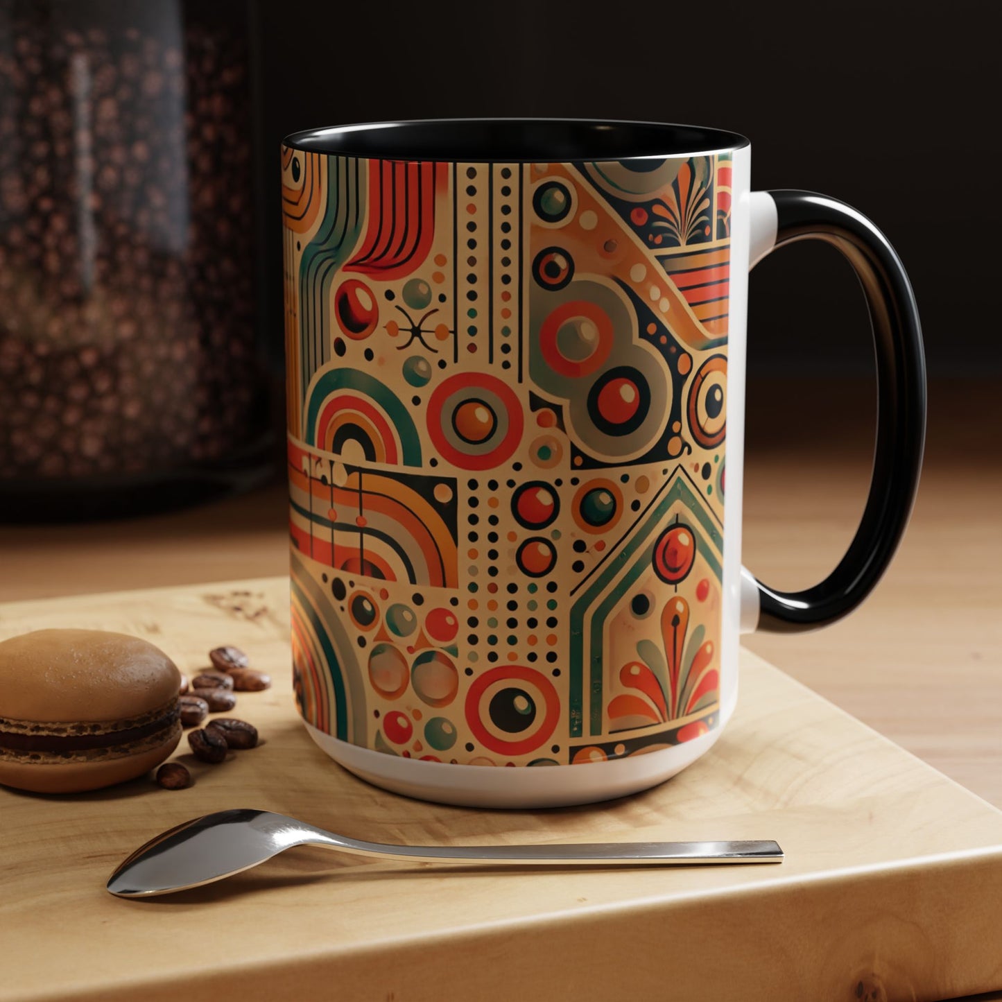 πΏ Retro Boho Accent Coffee Mug | 11oz & 15oz Ceramic Cup | Custom Colors Available