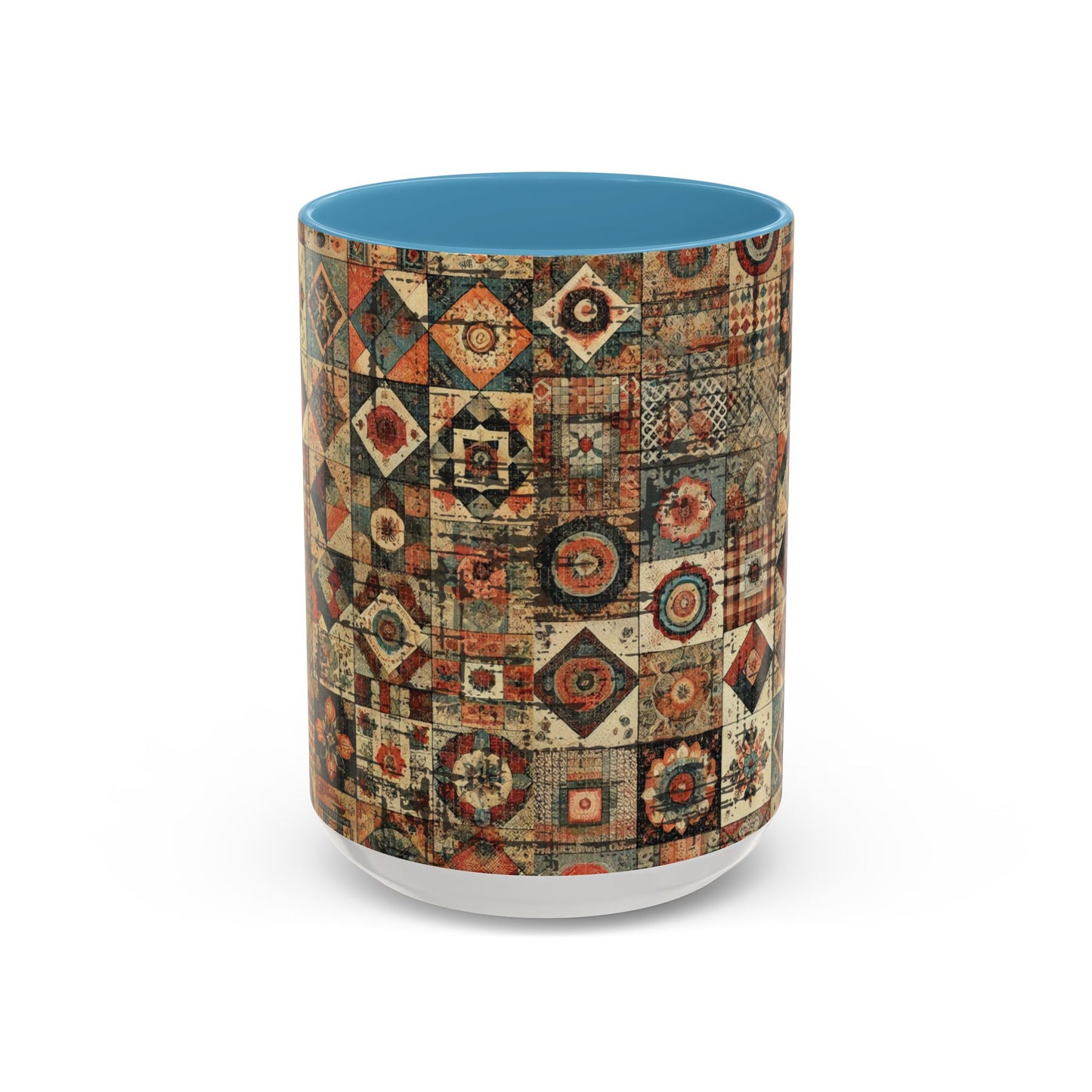 Boho Patchwork Quilt Mug | Vintage Accent Coffee Mug (11oz/15oz)