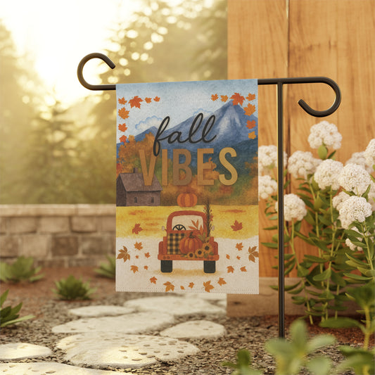 Fall Vibes Flag – Pumpkin Truck Garden Banner & House Flag | Rustic Autumn Outdoor Décor