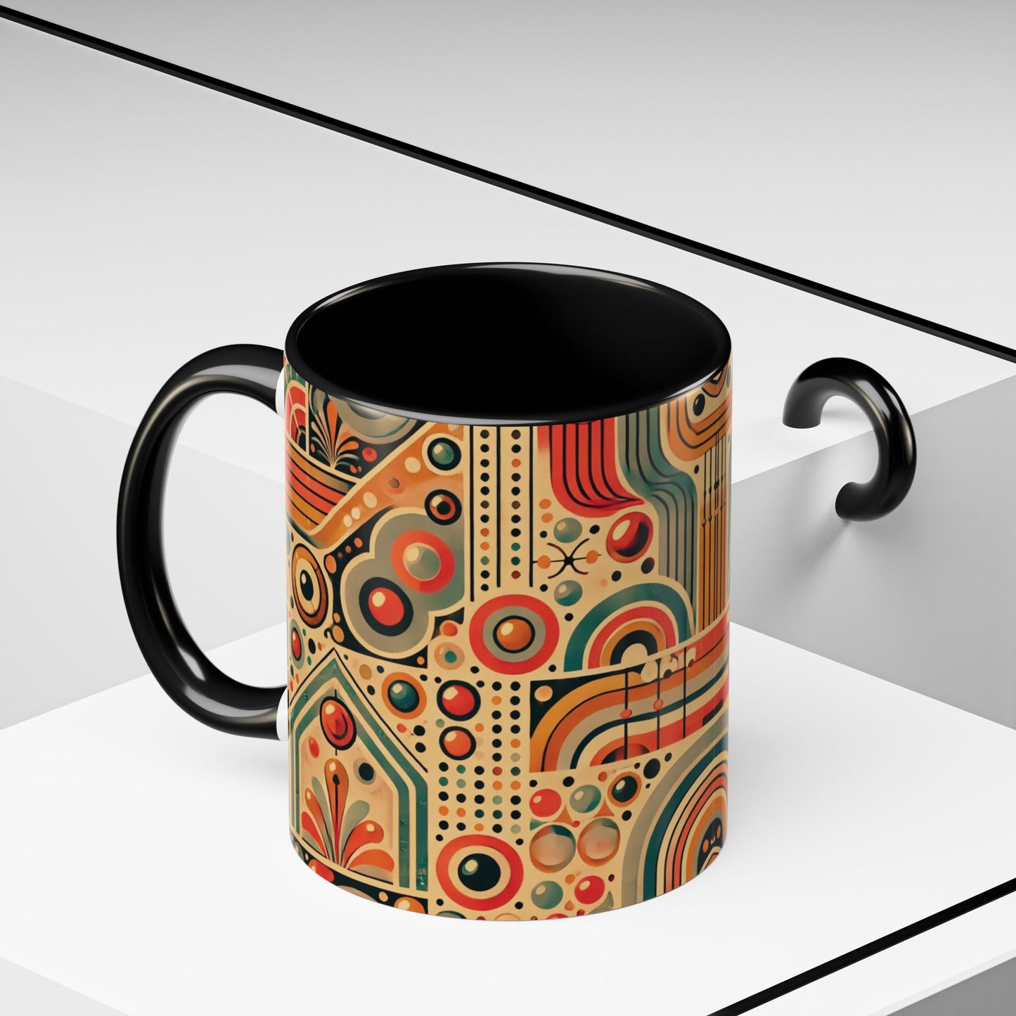 πΏ Retro Boho Accent Coffee Mug | 11oz & 15oz Ceramic Cup | Custom Colors Available