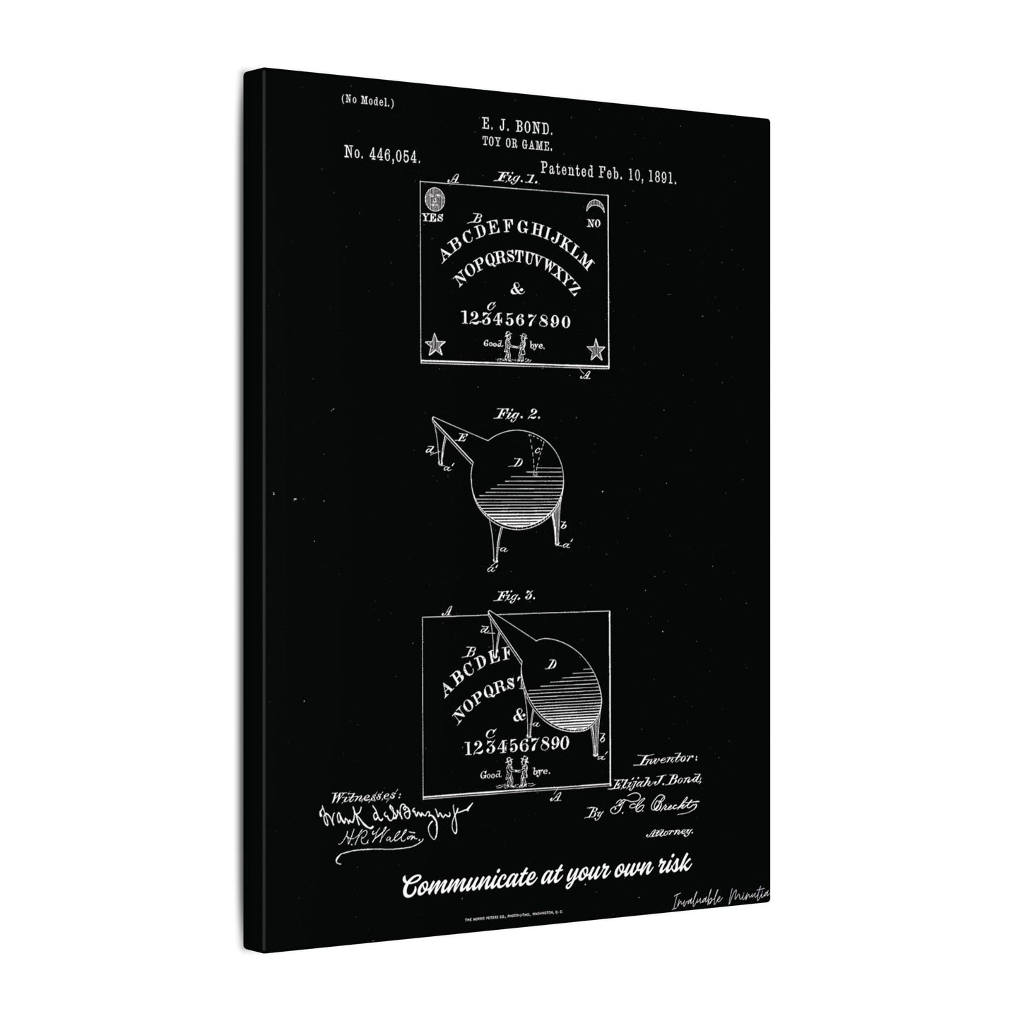 Ouija Board Patent Print (1891) – Gothic Spirit Board Canvas Wall Art