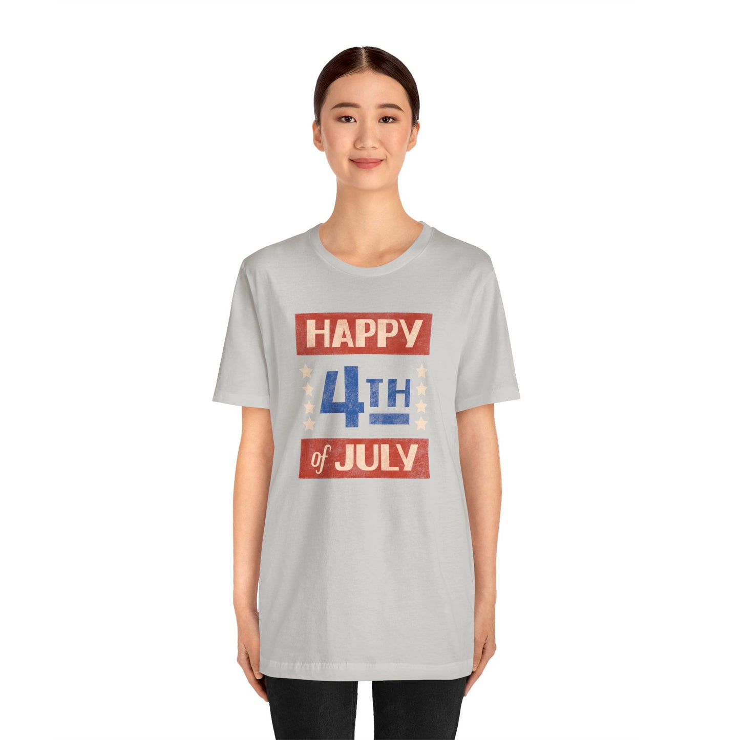 Happy 4th / Land of the Free Tee – Dual-Sided Print – Unisex Bella + Canvas Jersey T-Shirt