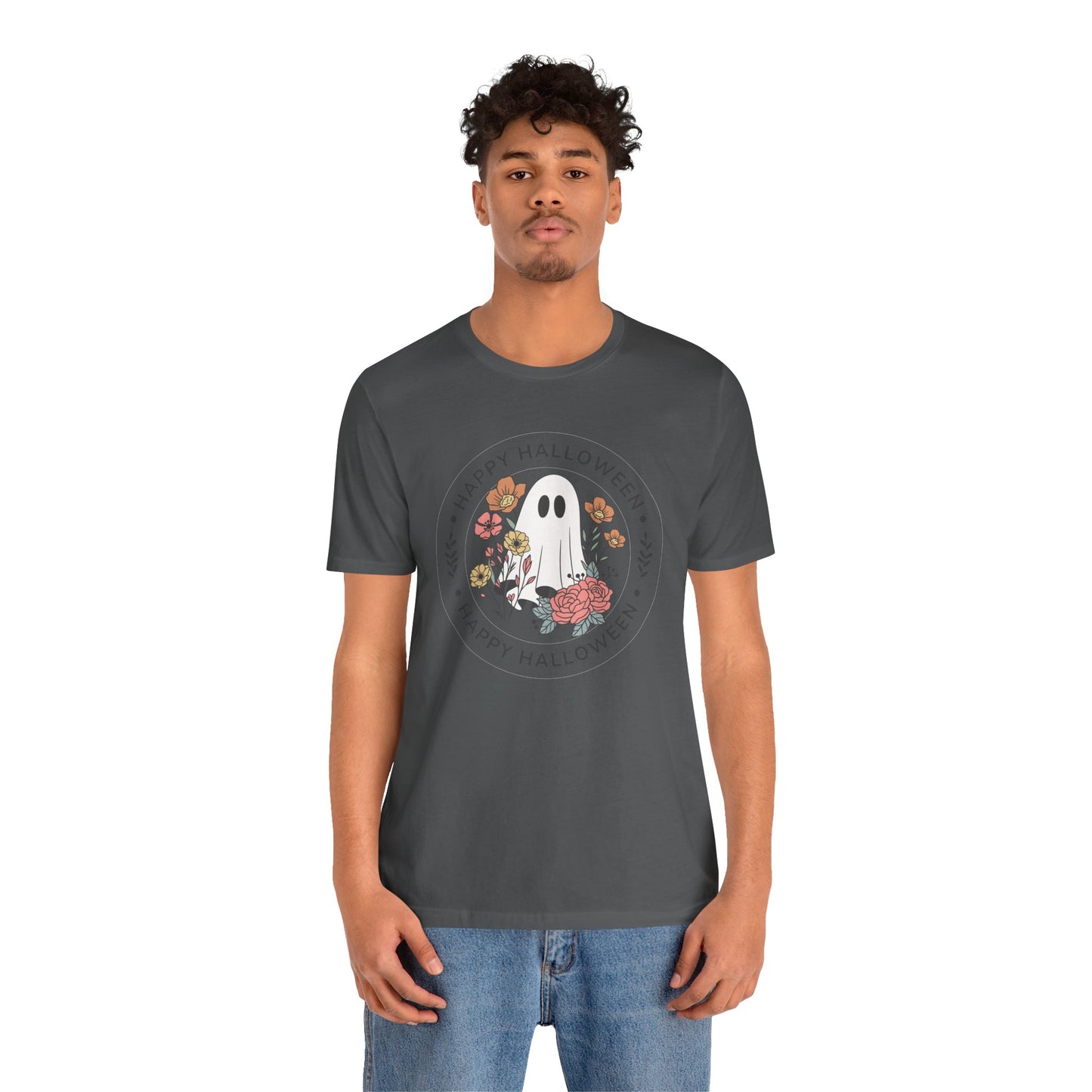 Happy Halloween Floral Ghost Tee – Bella+Canvas 3001