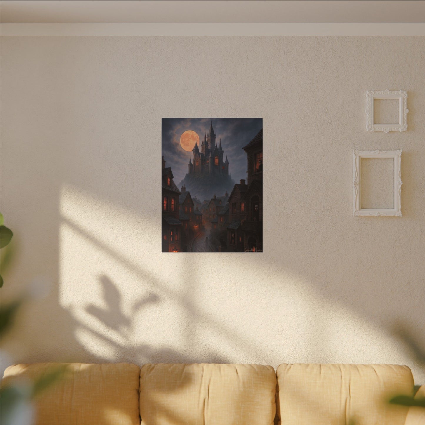 Haunted Hilltop Castle Canvas Print – Gothic Halloween Wall Art for Spooky Season Decor
