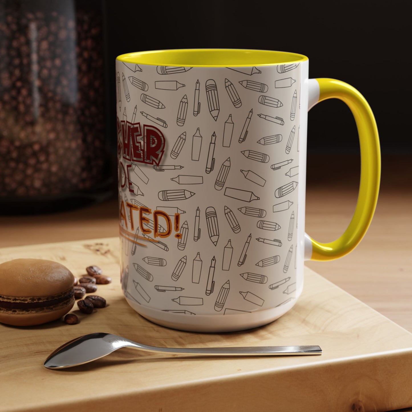 Funny Teacher Coffee Mug – Back to School Gift – “Teacher Mode Activated” – Color Accent 11oz 15oz – Classroom Decor – Durable Ceramic – Education Life