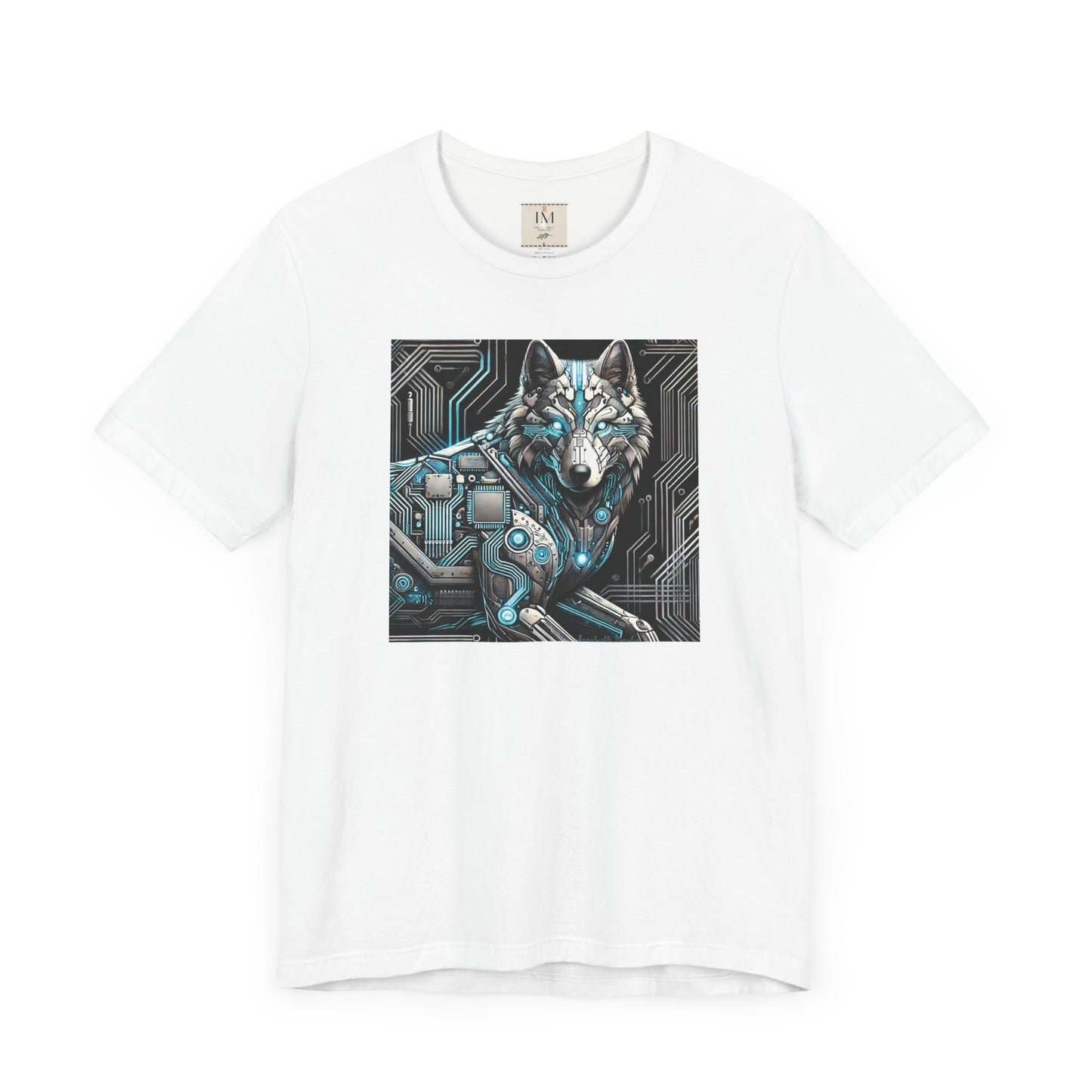 Tech Cyber Wolf Unisex Jersey Tee - Futuristic Animal Print Animal T-Shirt