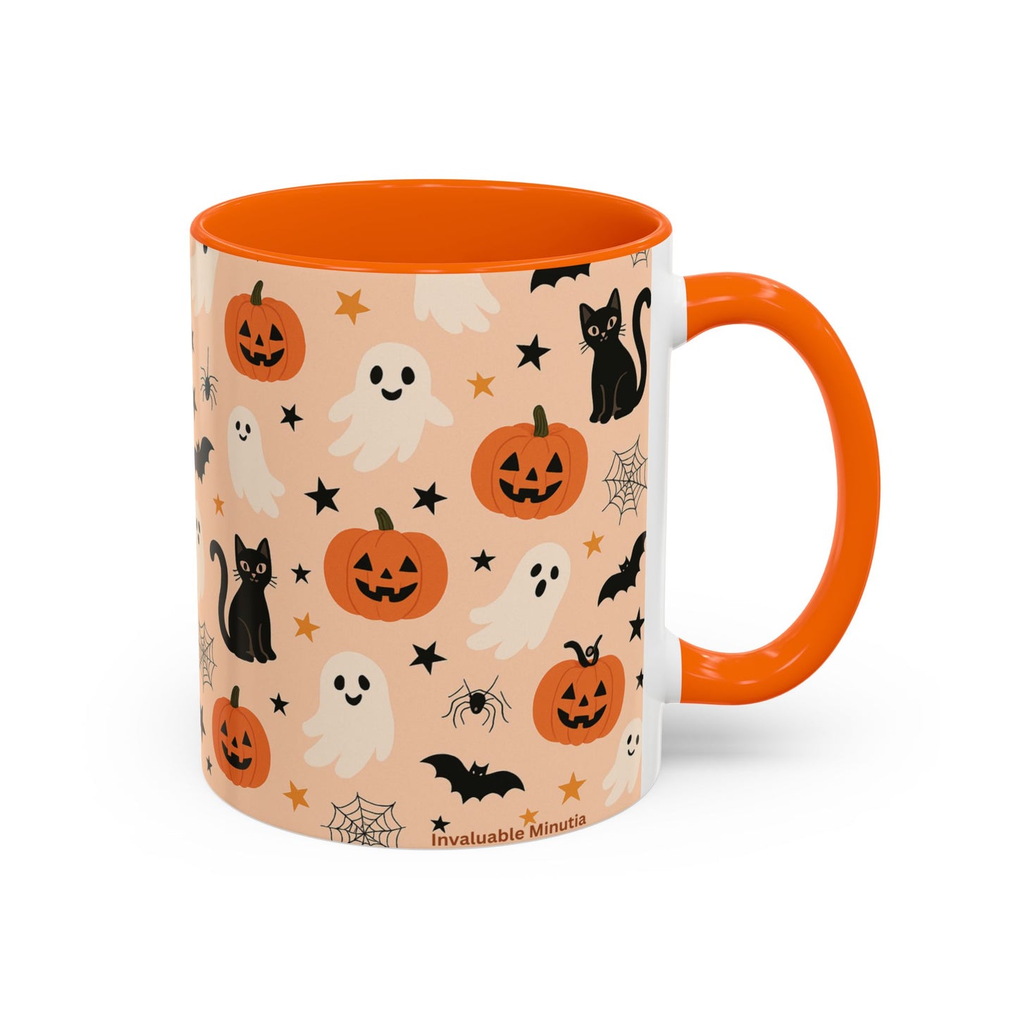 Halloween Color Accent Mug β Ghosts, Pumpkins & Black Cats, Fall Coffee Cup (11oz & 15oz) β Boutique Spooky Season Drinkware
